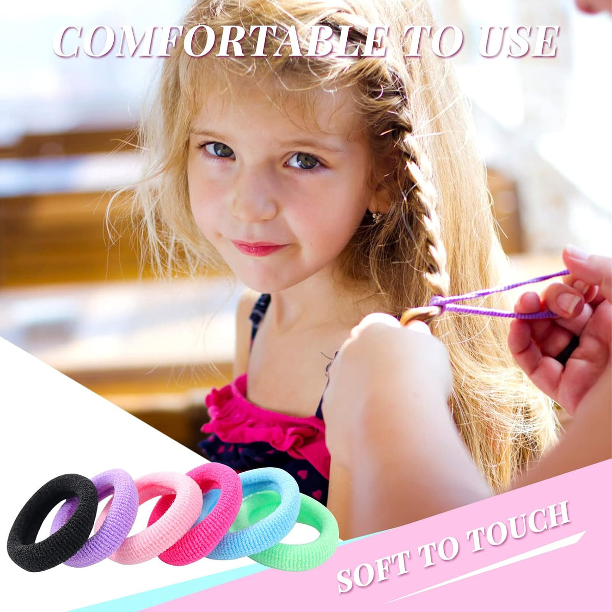 Hanyousheng 200 Pcs Baby Hair Bands, Multicolor Toddler Hair Bobbles, Baby Hair Bobbles, Toddler Hair Bands, Seamless Elastic HairBands, BabyHair Ties, for BabyGirls Kids Toddlers