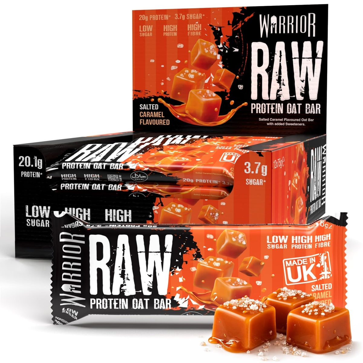 Warrior RAW Protein Bars 12 x 75g High Protein Oat Flapjack Snack