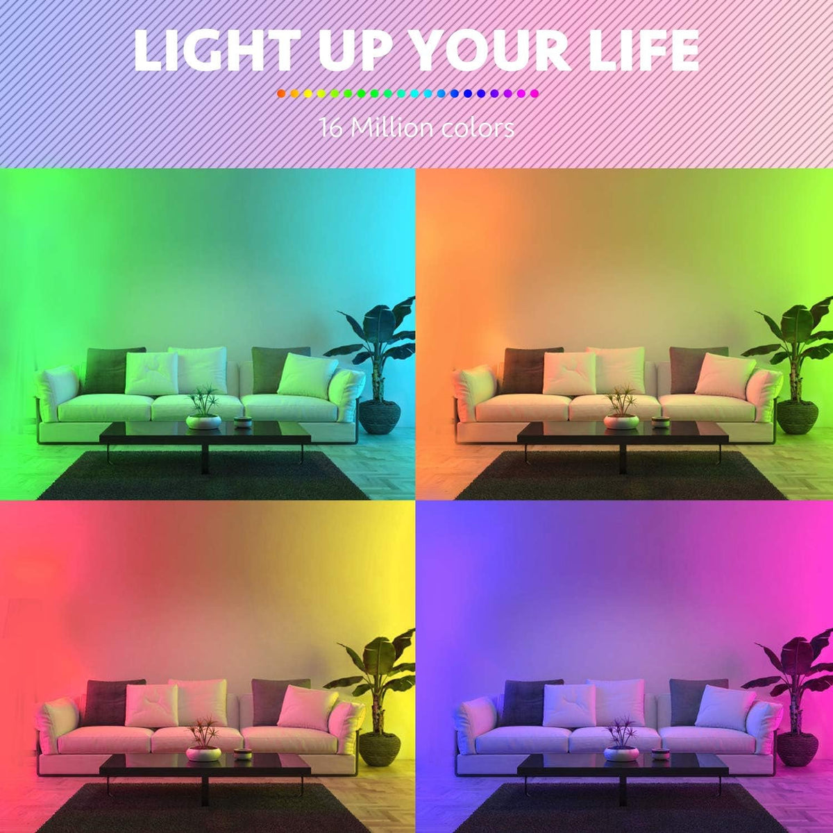 Mexllex LED Strip Lights 10M (1X10M) APP Control Colour Changing LED Lights with Remote, Music Sync Built-in Mic, SMD RGB Light Strips RGB LED Strip, Led Lights for Bedroom Home Decoration