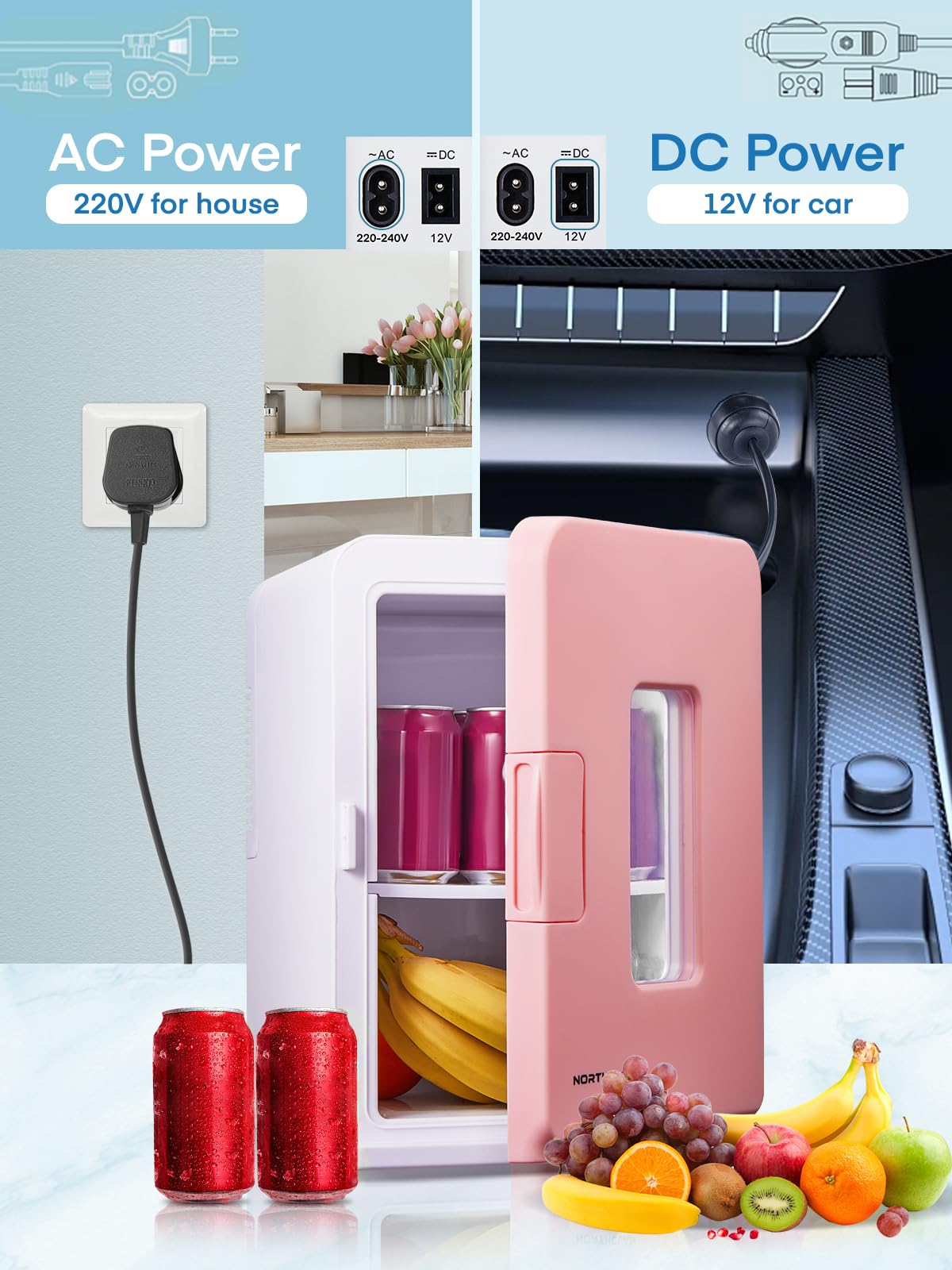 15L Mini Fridge for Bedroom，Hold 21 Cans,38dB Low Noise Small Fridge