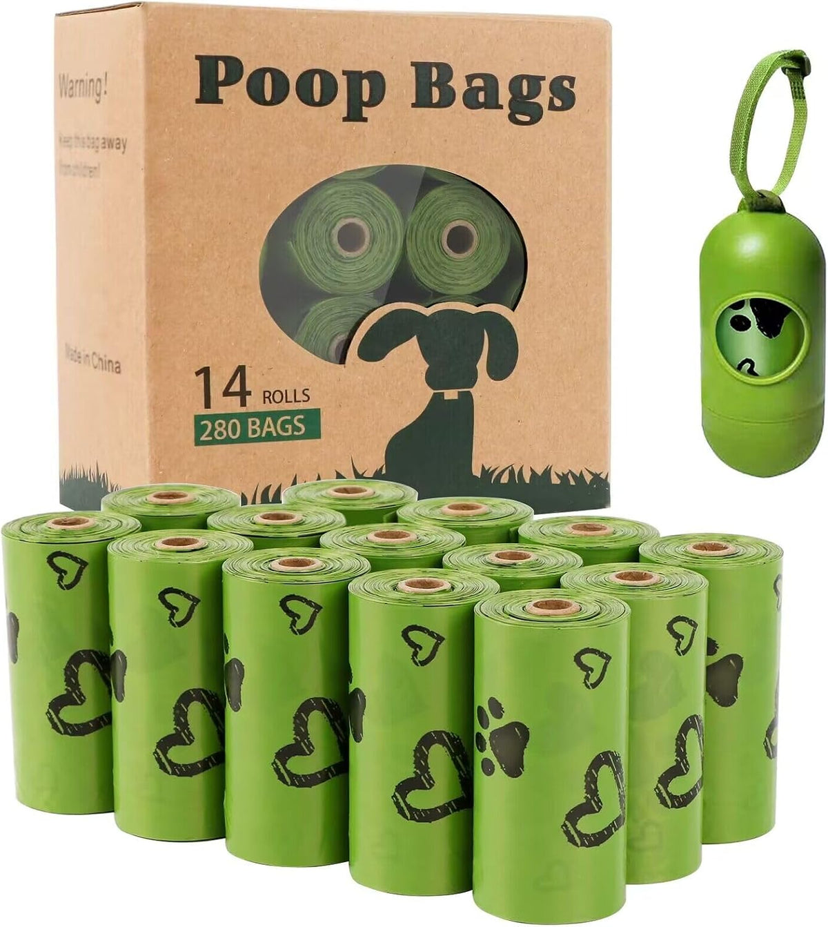 Biodegradable Dog Poo Bags with Dispenser Leak Proof - 280 Count Scented