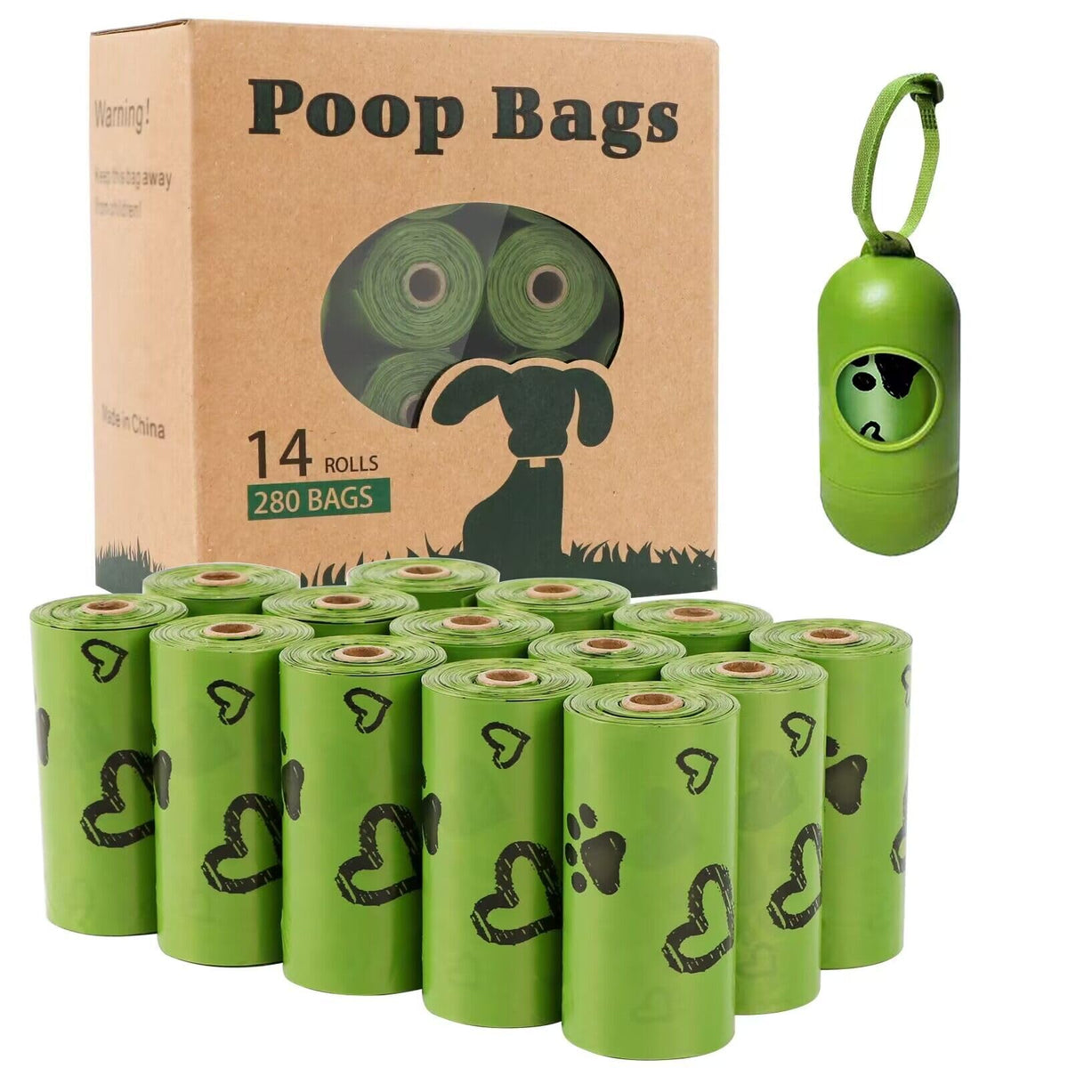 Biodegradable Dog Poo Bags with Dispenser Leak Proof - 280 Count Scented