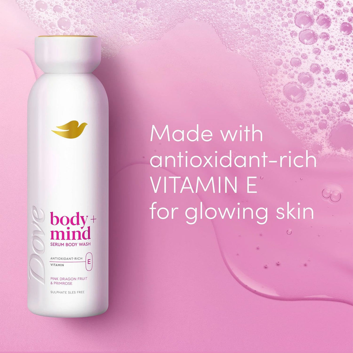Dove Body + Mind Jojoba Oil & Coconut Milk Serum Body Wash body cleanser with antioxidant-rich vitamin E for glowing skin 350 ml