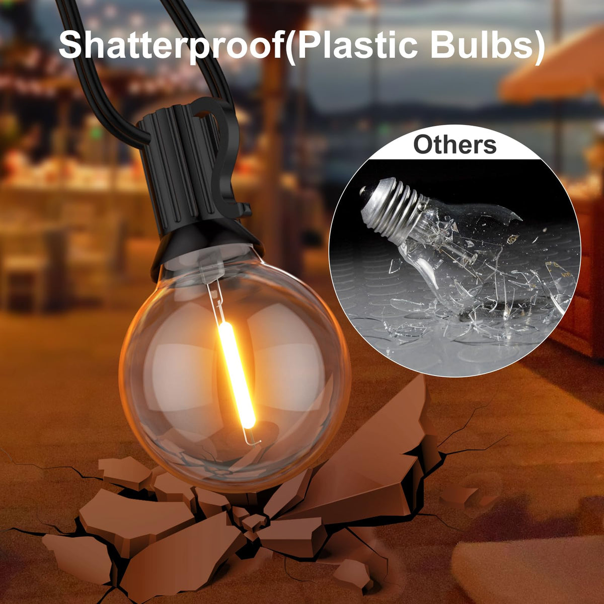 GPATIO Garden Lights, 30FT/9M LED Festoon Lights with 16 Shatterproof Bulbs
