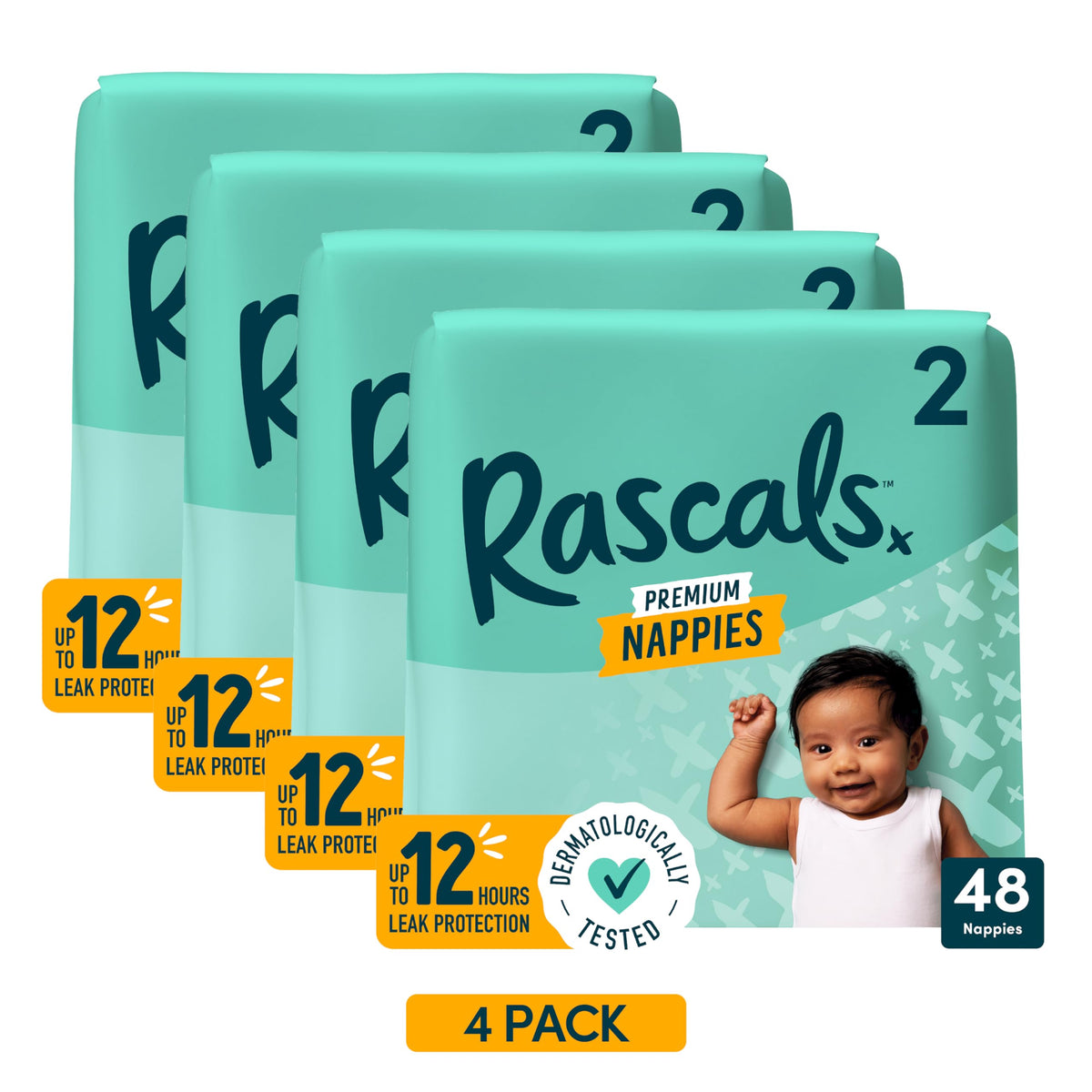 Rascals Premium Nappies Size 3, 296 Count, Feather-Soft
