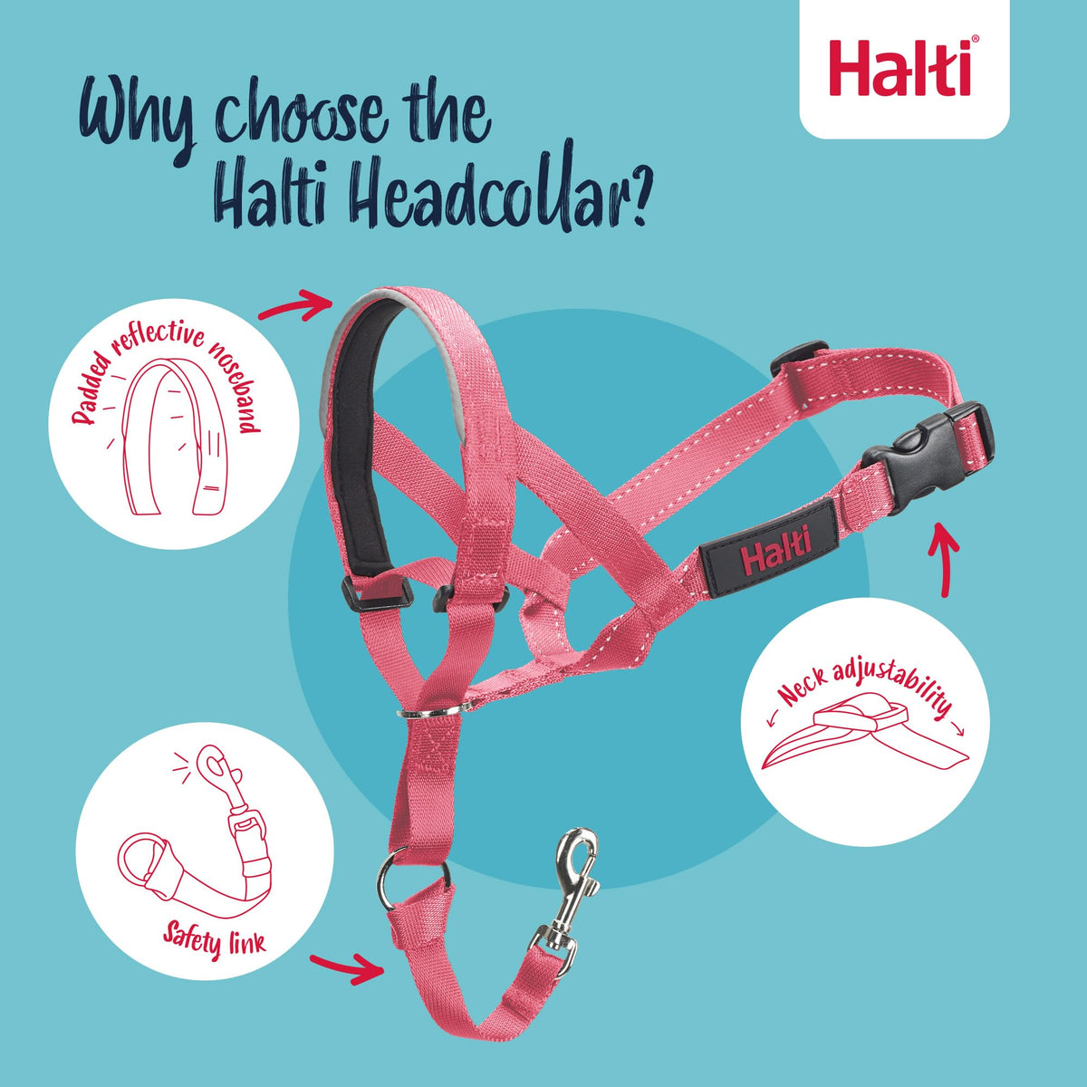 Halti Headcollar for Dogs | Size 3, Black