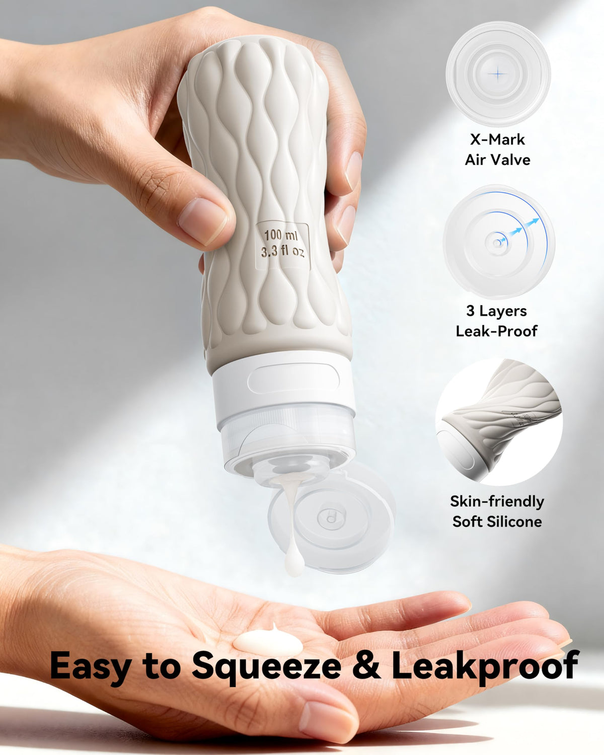 100ml Silicone Travel Bottles for Toiletries for Shampoo and Conditioner