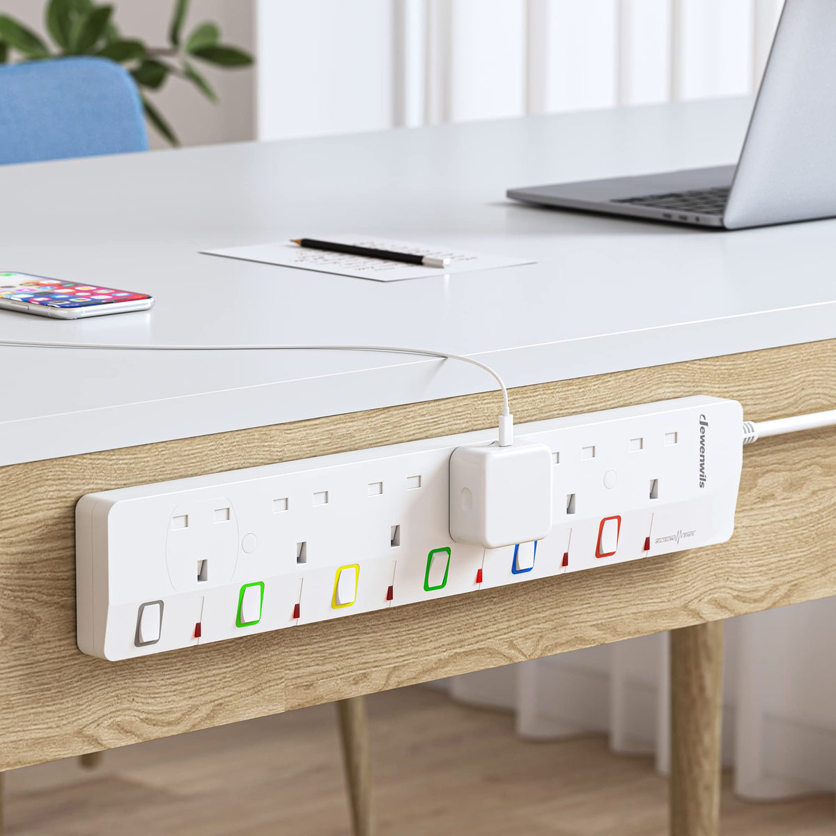DEWENWILS 6 Way Surge Protected Extension Lead with Individual Switches
