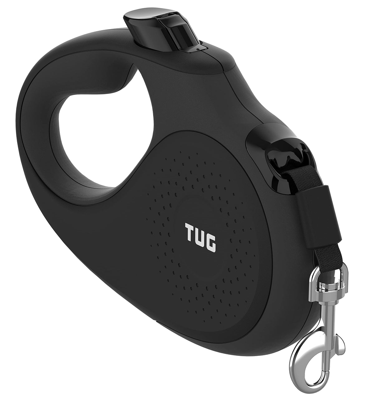 TUG 360° Tangle-Free Retractable Dog Lead for Up to 25 kg Dogs | 5 m Strong Nylon Tape | One-Handed Brake, Pause, Lock (Medium, White/Orange)