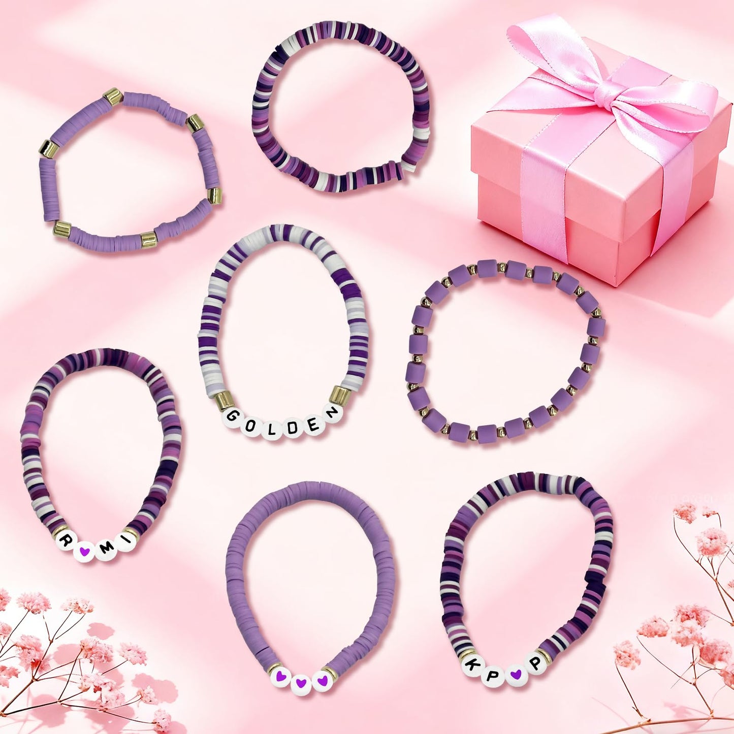 For Grils Bracelet Korea-pop DemOn Friendship Merch Bracelets Stackable Stretch Hunters Singer Inspired Letter Bracelets for Girls Women Fans Valentine's Day Birthday Easter Gifts