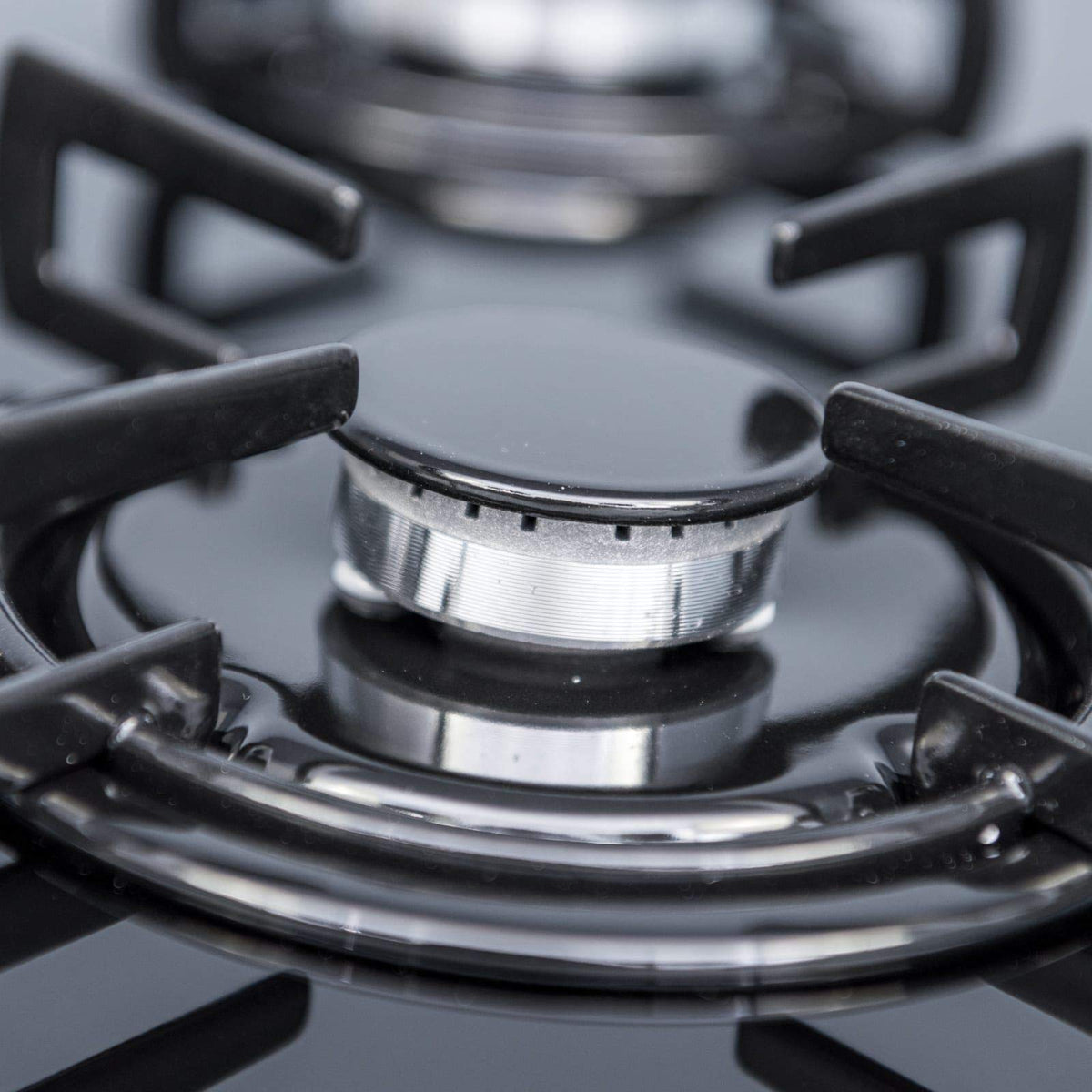 SIA GHG302BL 30cm 2 Burner Black Glass On Gas Domino Hob With Enamel Pan Stands