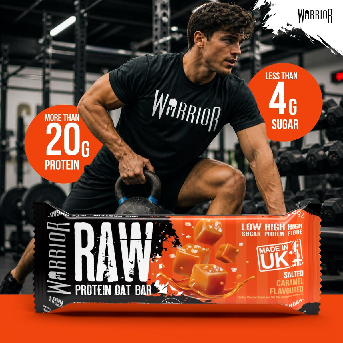 Warrior RAW Protein Bars 12 x 75g High Protein Oat Flapjack Snack