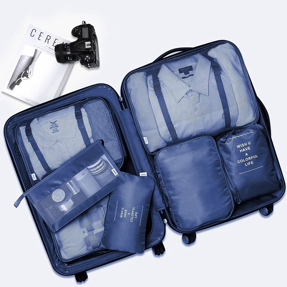 Travel Packing Cubes, Toifucos Multifunction 8pcs/set Luggage Organiser Compression Suitcase Essential Bag, Dark Gray
