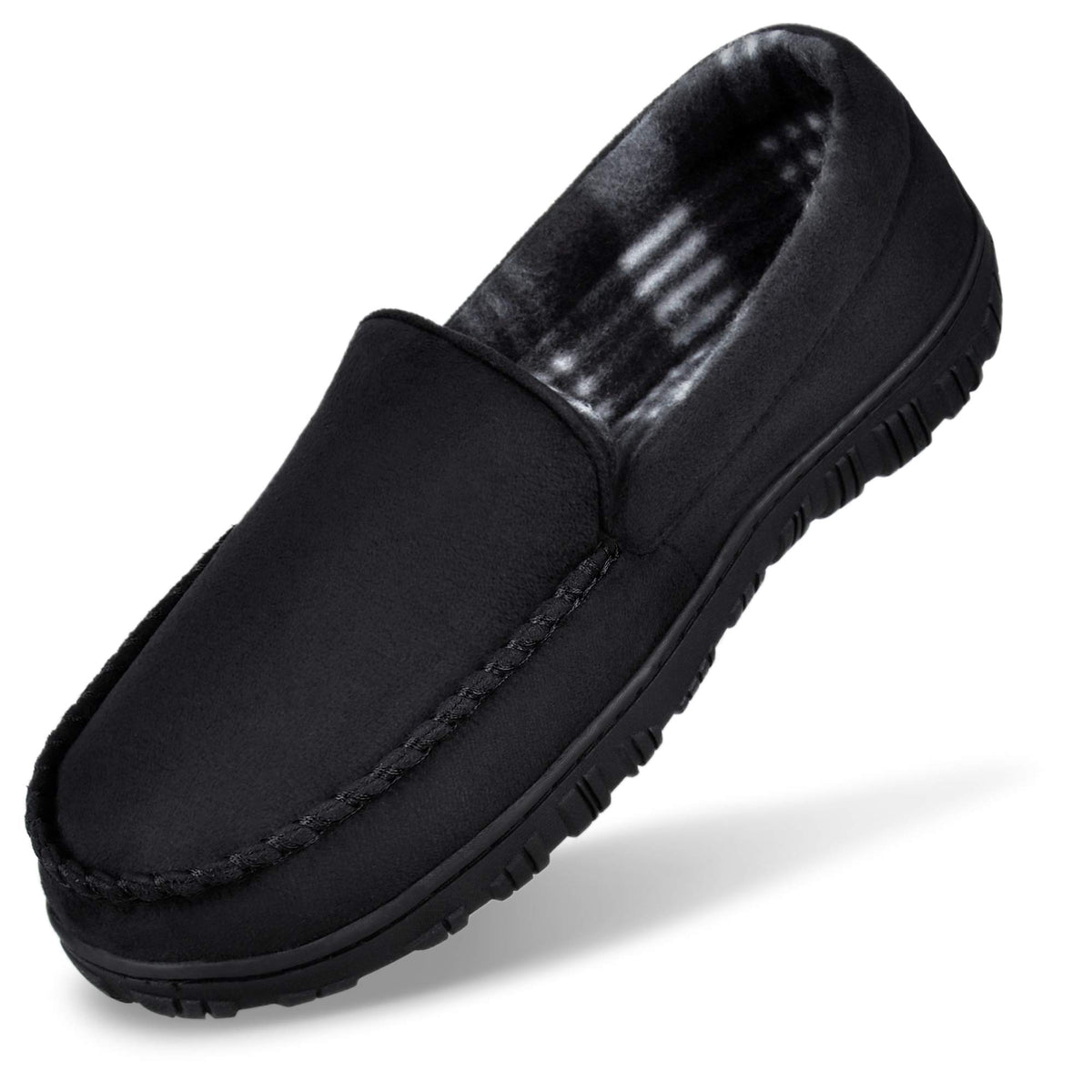 MIXIN Men's Cozy Moccasin Slippers Anti-Skid Slip On House Slippers with Comfy Memory Foam