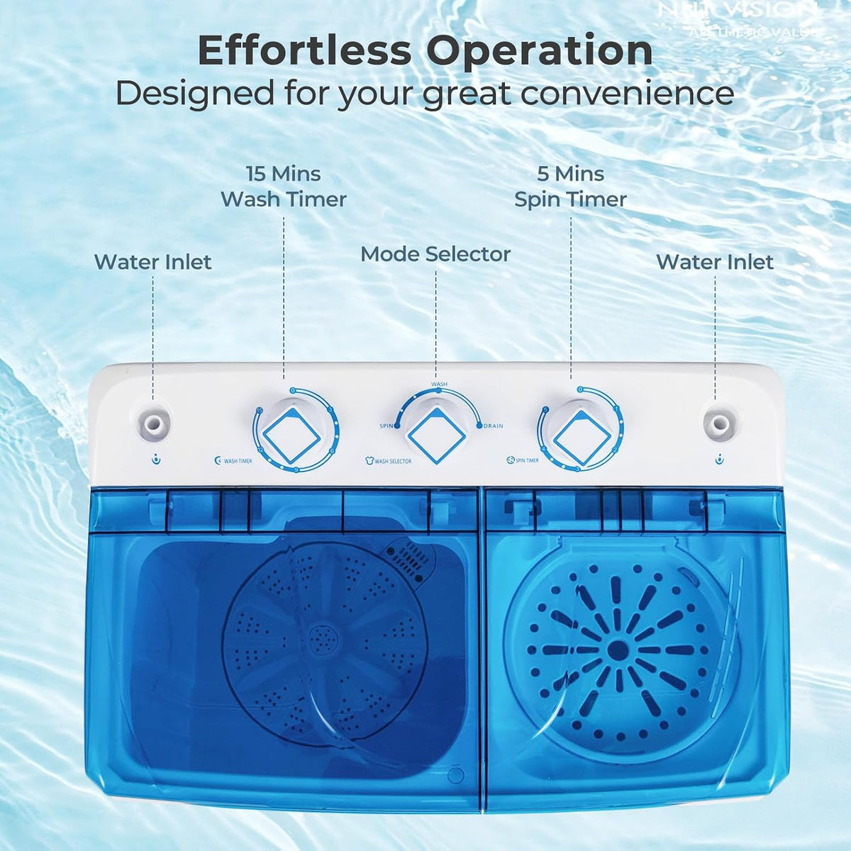 TANGZON Twin Tub Washing Machine, 8KG Portable Washing Machine Spin Dryer