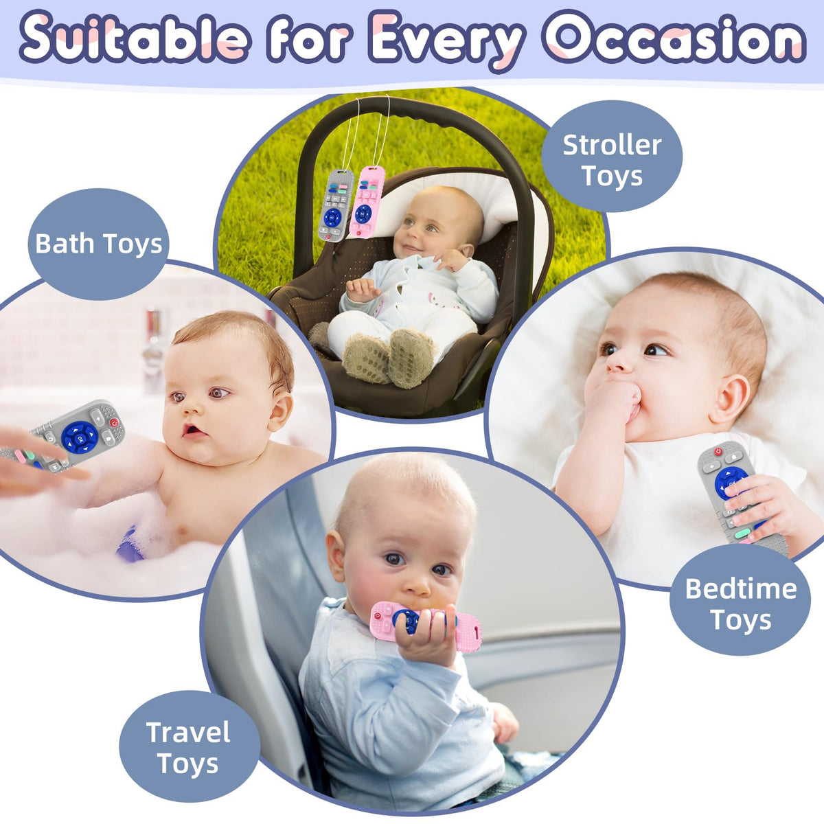 AiTuiTui Baby Teether for Teething Relief Baby Toys 0 3 6 9 12 Months, Sensory Silicone Remote Control Baby Teether Toy for Babies Newborn Infant Boy Girl Autism Toys for Baby Gifts
