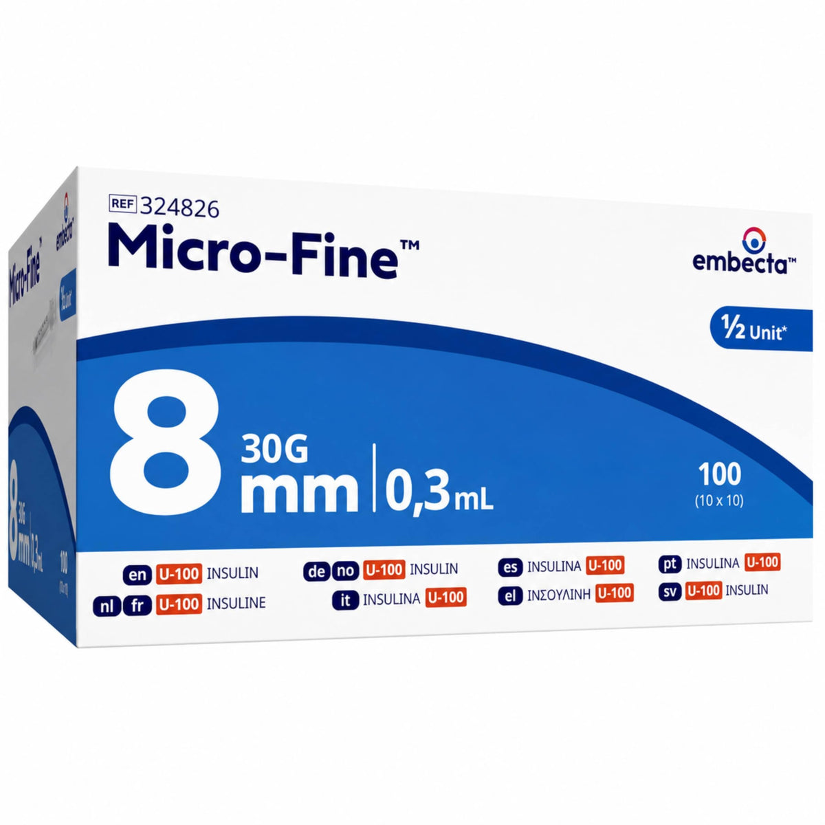 Embecta Micro-Fine 0.5ml U-100 with 29G 12.7mm Syringe | Multipurpose Use Syringe | Model No: 324824 | Latex-Free, CE Certified, Pack of 100