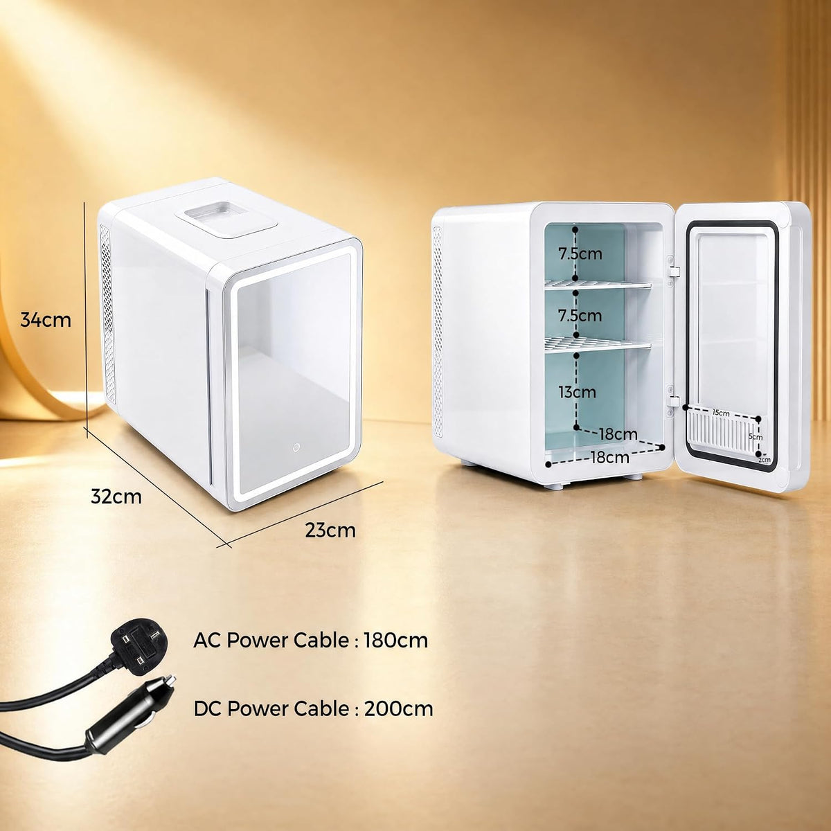 6L Skincare & Makeup Mini Fridge, Cooler & Warmer with LED Mirror