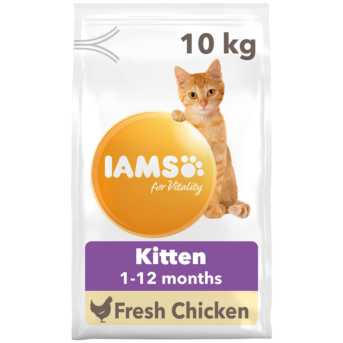 IAMS for Vitality Dry Kitten Food with Fresh Chicken, 3 kg, Packaging may vary