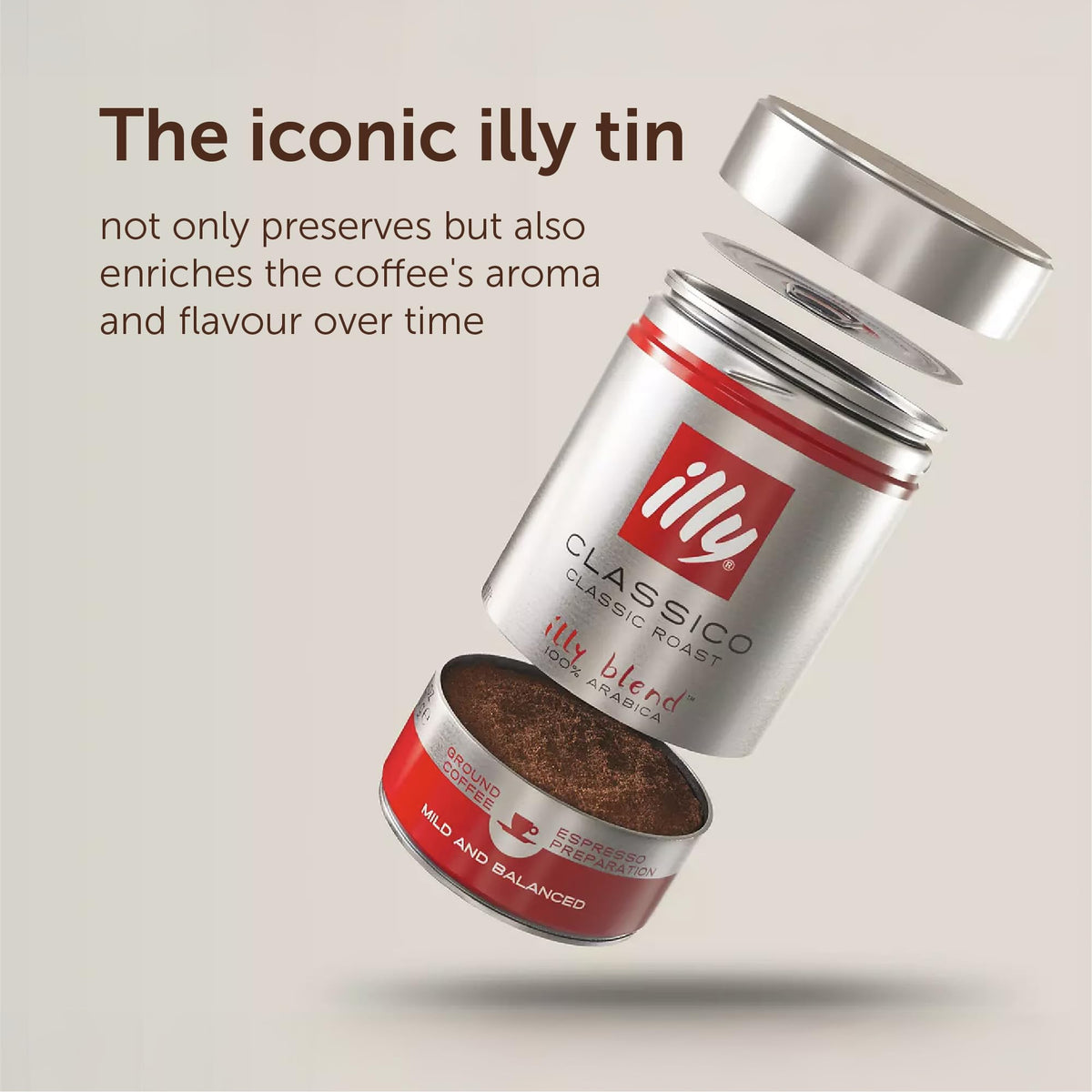illy Classico Ground Coffee for Espresso, Moka Pot, Cafetiere 250g