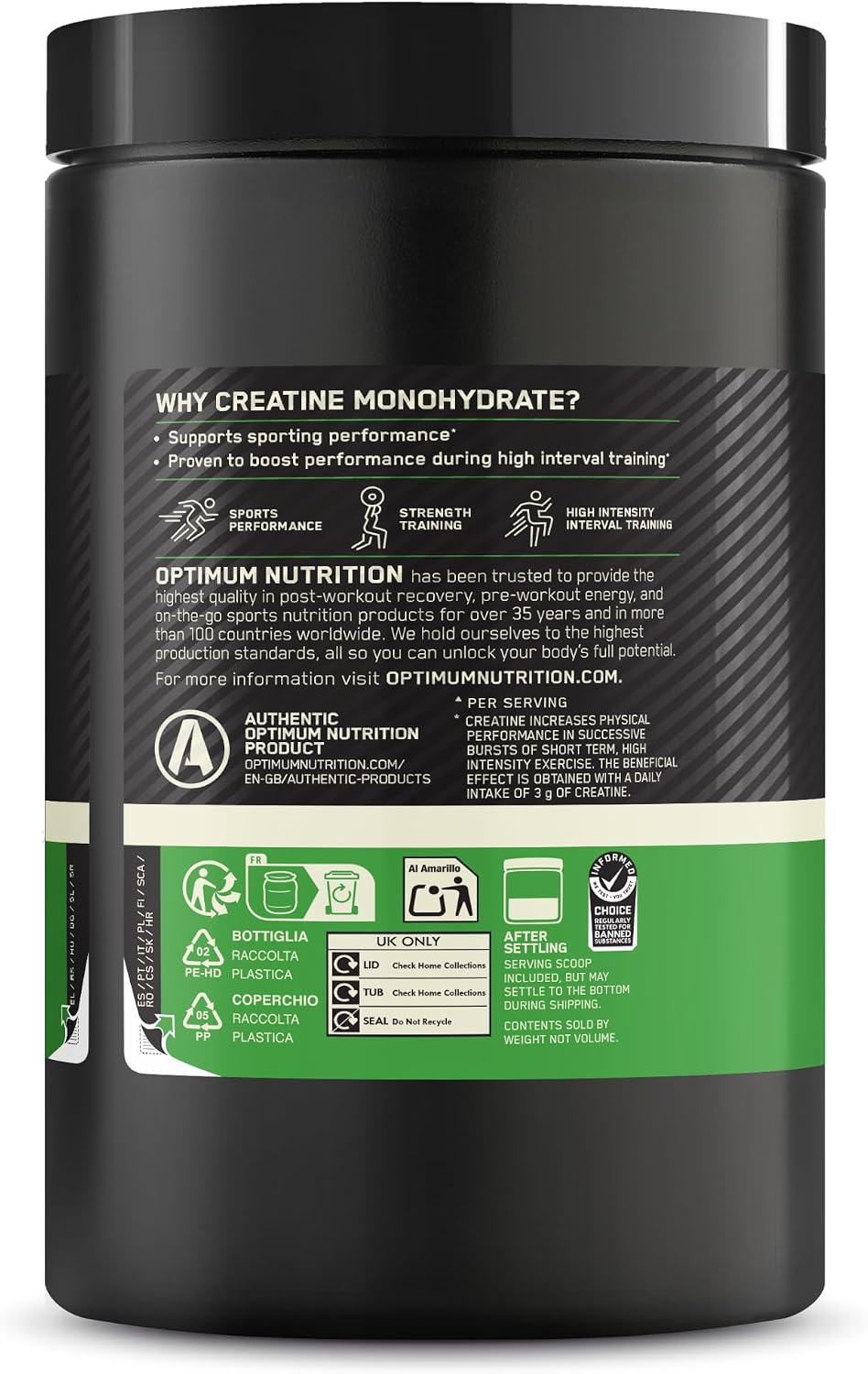 Optimum Nutrition Micronised Creatine Monohydrate Powder, 634g