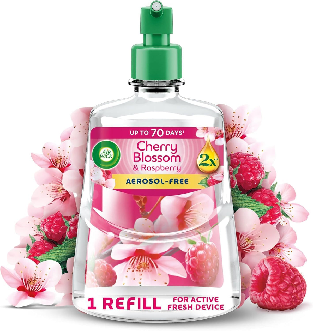 Airwick Active Fresh Refills Bundle 228ml 4 Pack - Linen & White Orchid (2 Units) - Cherry Blossom & Raspberry (2 Units)