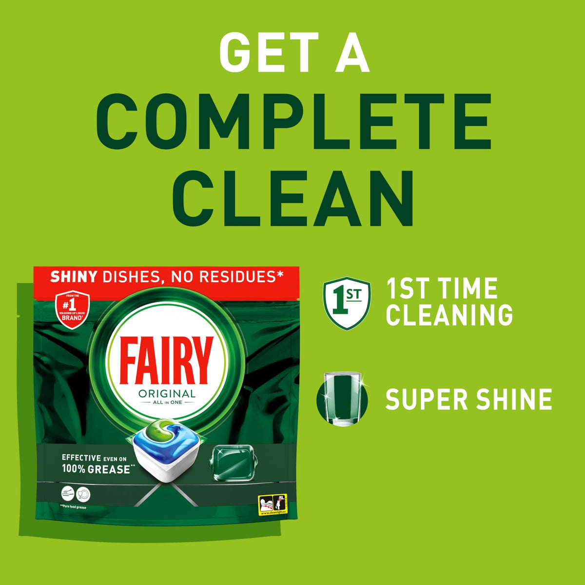 Fairy Original Power Dishwasher Tablets Lemon, 84 Capsules