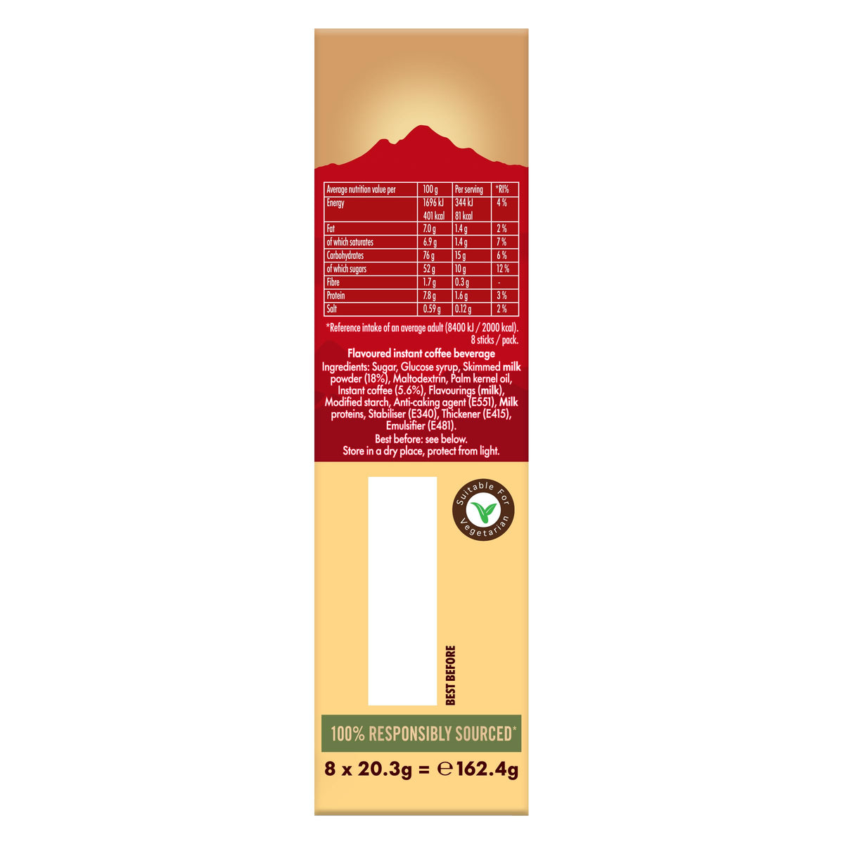 Kenco Iced Hot Salted Caramel Latte Sachets x8 (Pack of 5, Total 40 Sachets)