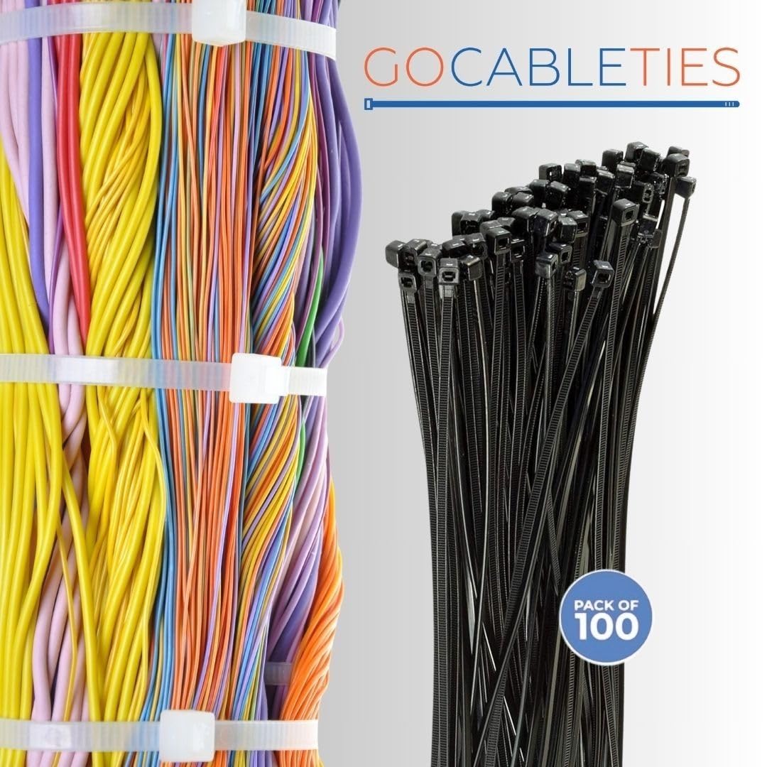 Gocableties Small Silver Cable Ties, 100mm x 2.5mm, Pack of 100, 4” Premium Nylon Zip Ties, Plastic Tie Wraps, Secure Self-Locking Mechanism, for Home, Garden, Office and DIY