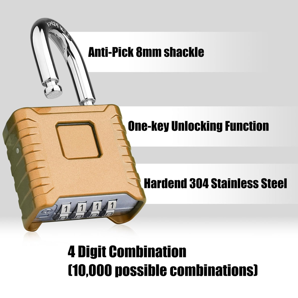 Diyife Large Heavy Duty Combination Padlocks Outdoor, 52mm Weatherproof