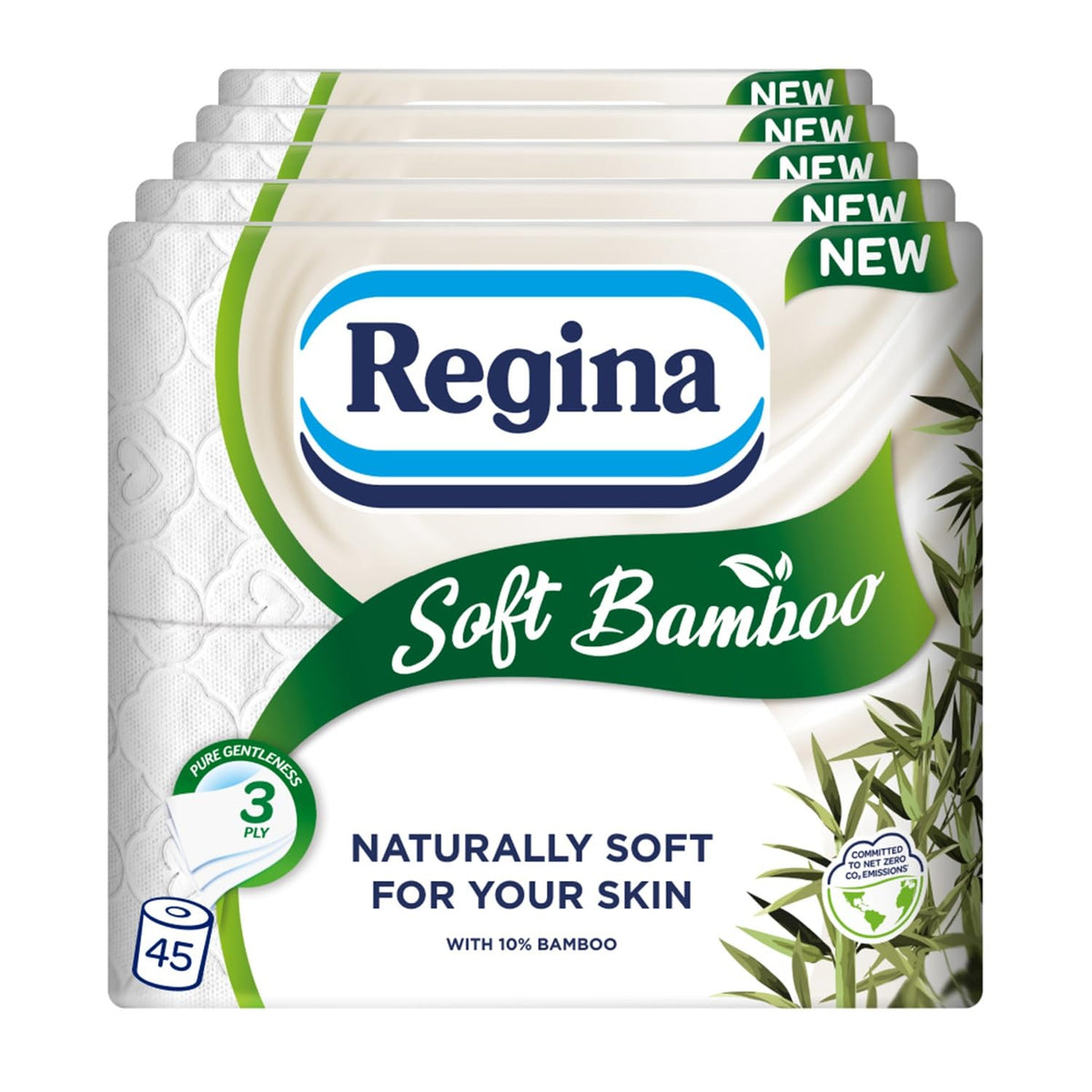 Regina Soft Bamboo, 9 Rolls of Toilet Tissue, 3-Ply