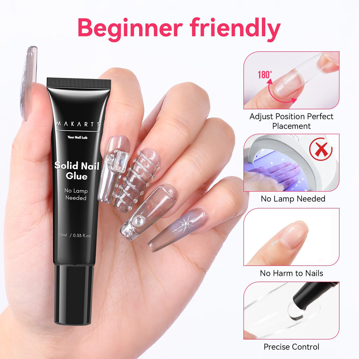 Makartt Nail Glue Extra Strong, New Super Semi Solid for Press-On Nails
