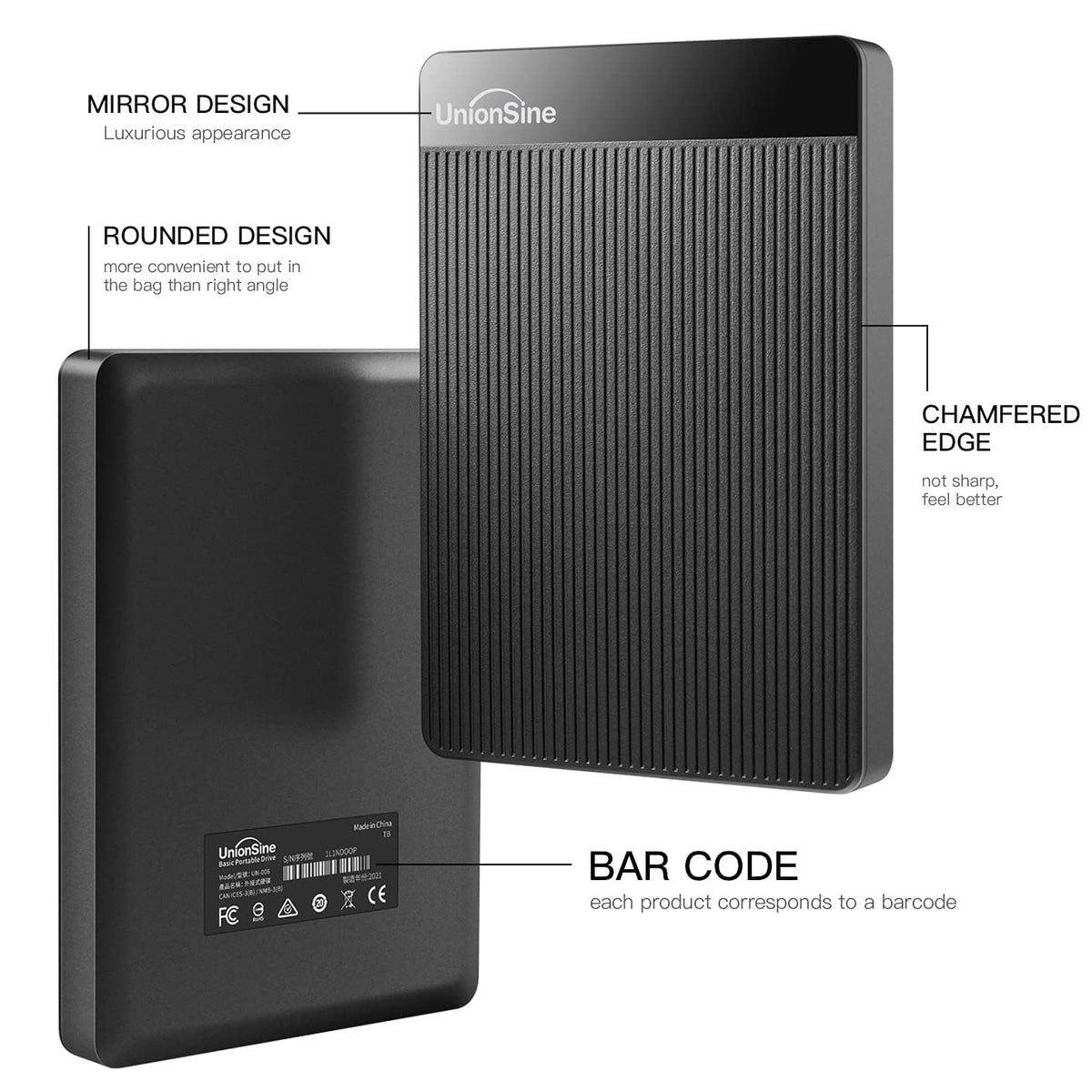 UnionSine External Hard Drive 1TB Ultra Slim Portable Hard Drive USB 3.0 HDD Storage Compatible for PC,Mac, Laptop, Xbox, Xbox one, PS4(Blue) HD2510
