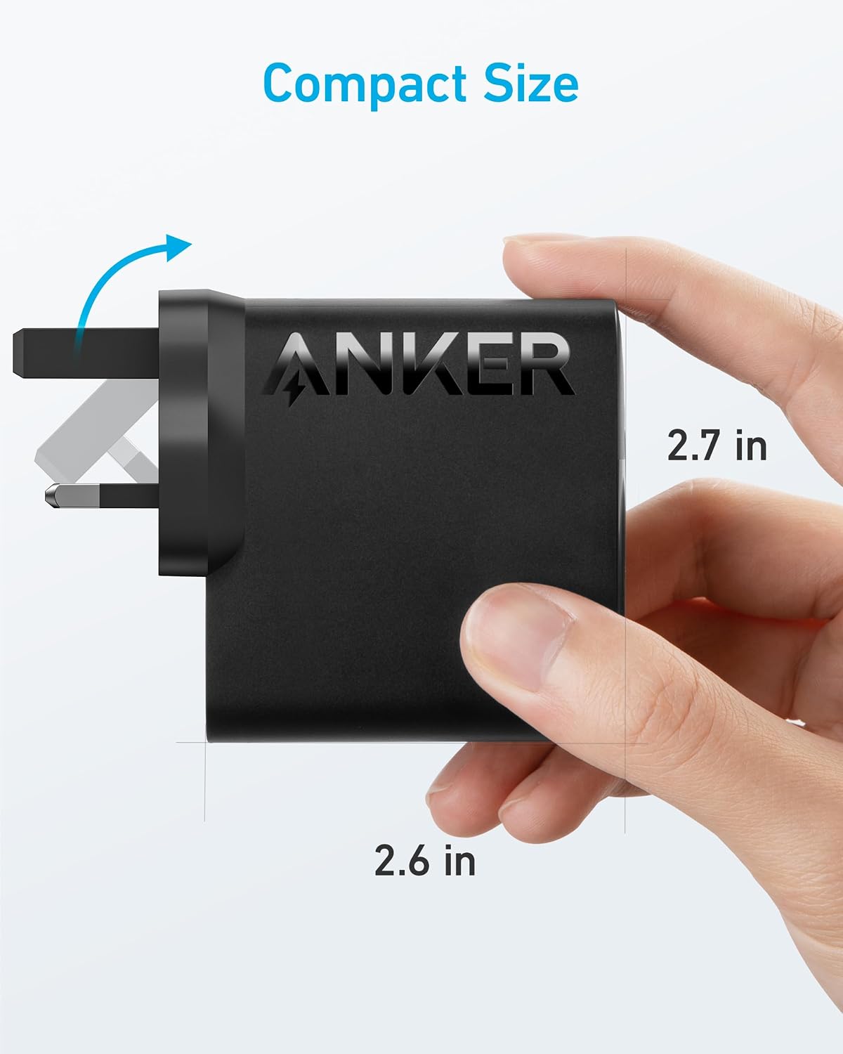 Anker 100W USB C Charger, Fast Compact and Foldable (USB-C Cable Included)