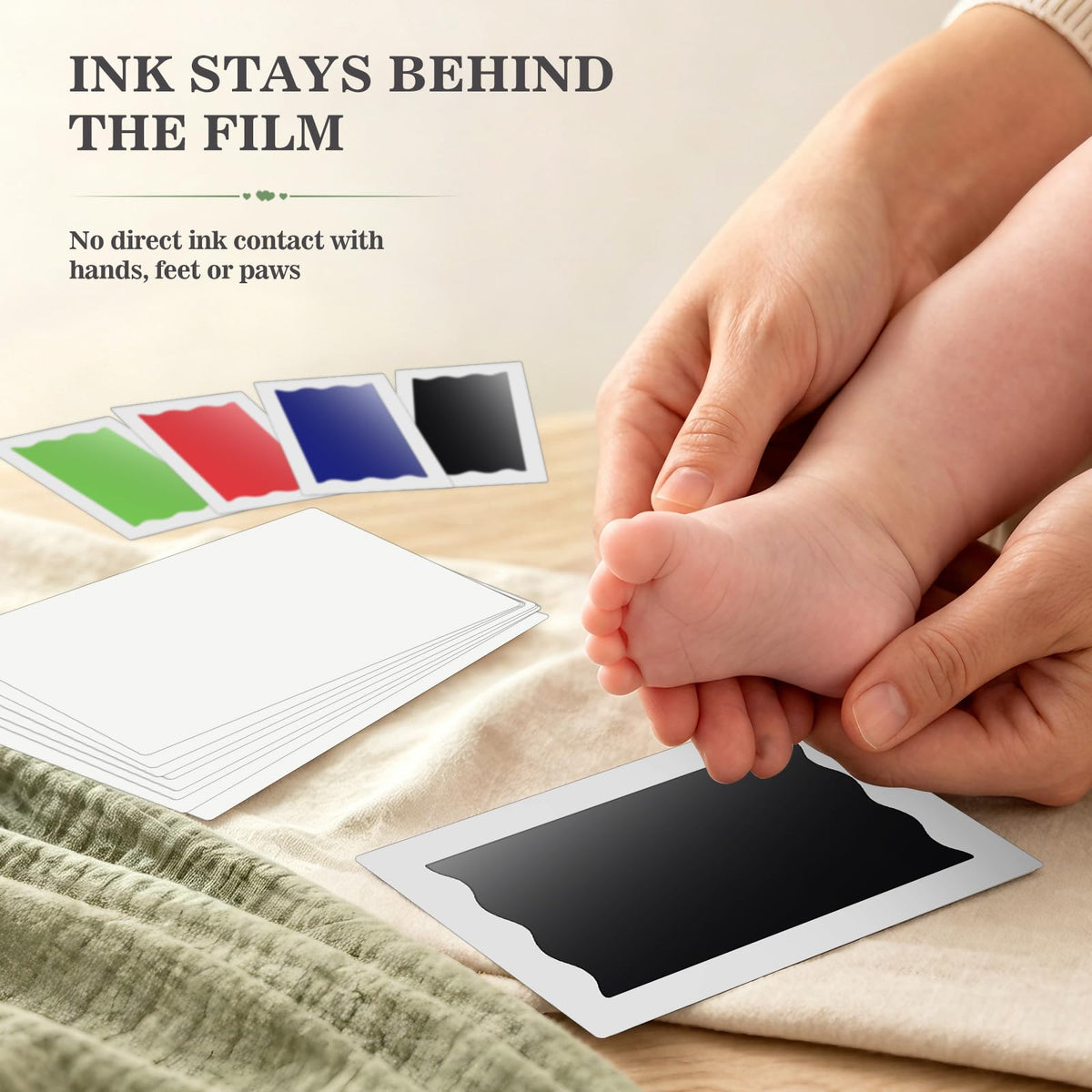 Nabance Baby Hand and Footprint Kit, 3 Inkless Print Pads, 6 Imprint Cards