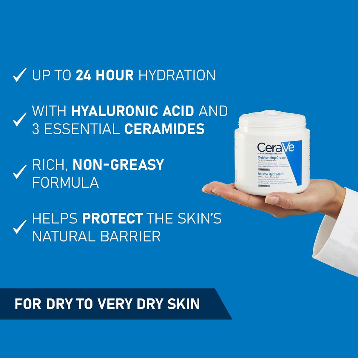 CeraVe Face Care & Body Moisturiser for Dry to Very Dry Skin, 454g