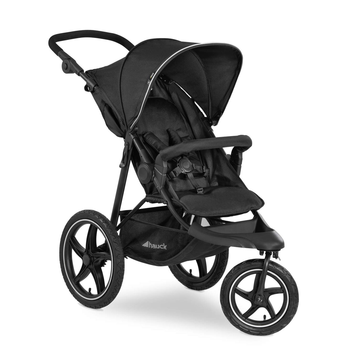 hauck Runner 3, Olive Heavy Duty All-Terrain Stroller with Handbrake, XL Sunshade, Cup Holder, Rain Cover, XL Air Wheels, Reclining Backrest from Birth to 22kg, Handle