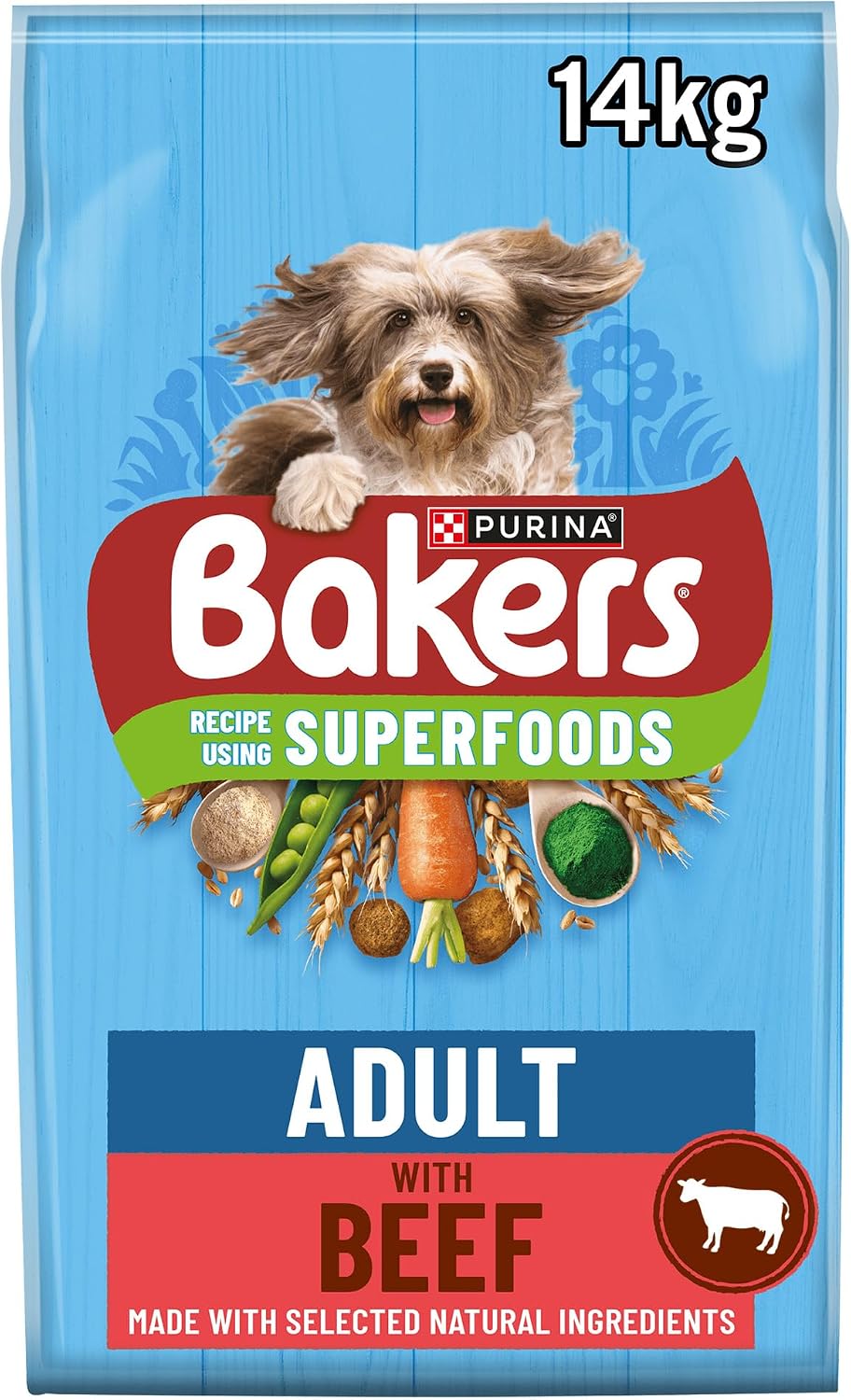BAKERS Superfoods Adult Dry Dog Food Beef with Vegetables 14kg Pack