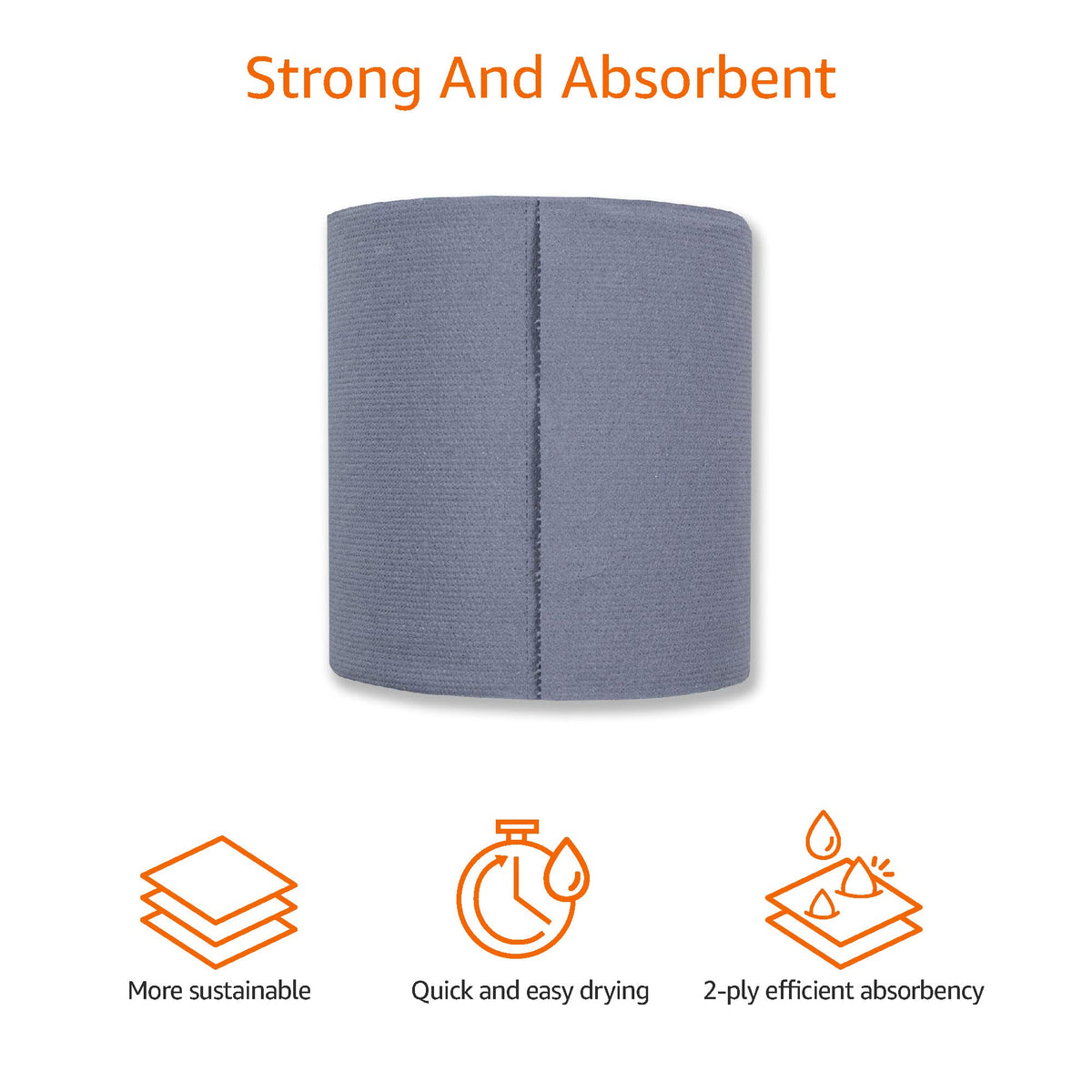AmazonCommercial Standard Multipurpose Paper Towel, 2-ply Centrefeed, Blue Roll Recycled, 6 Rolls (1 Pack), 415 Sheets per Roll, Sheet Size: 16.5 x 29 cm