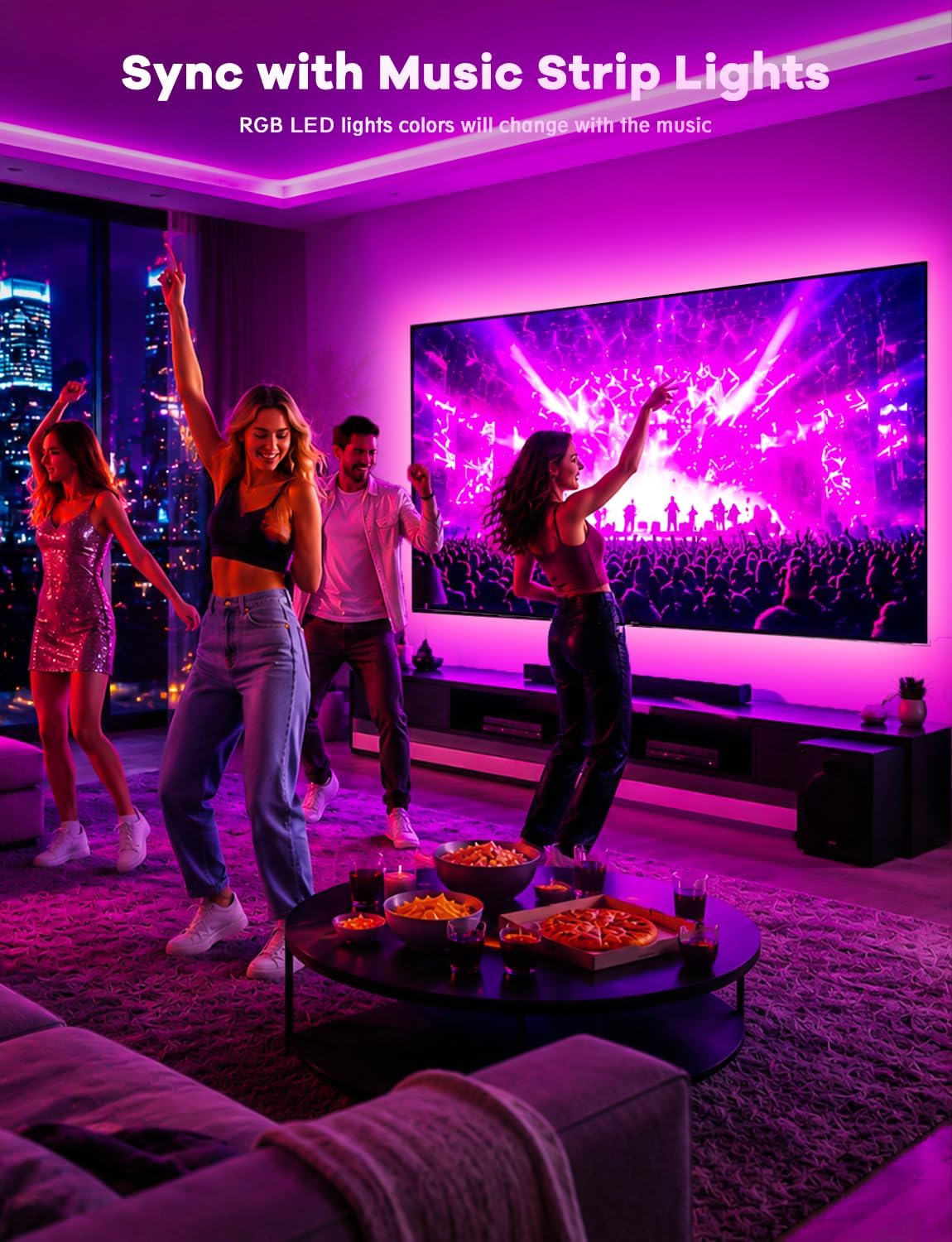 MATICOD TV LED Lights, 4M TV Lights for 45-60in TVs, Music Sync RGB TV Backlight USB LED Strip Lights with Remote and App Control for Christmas Decorations