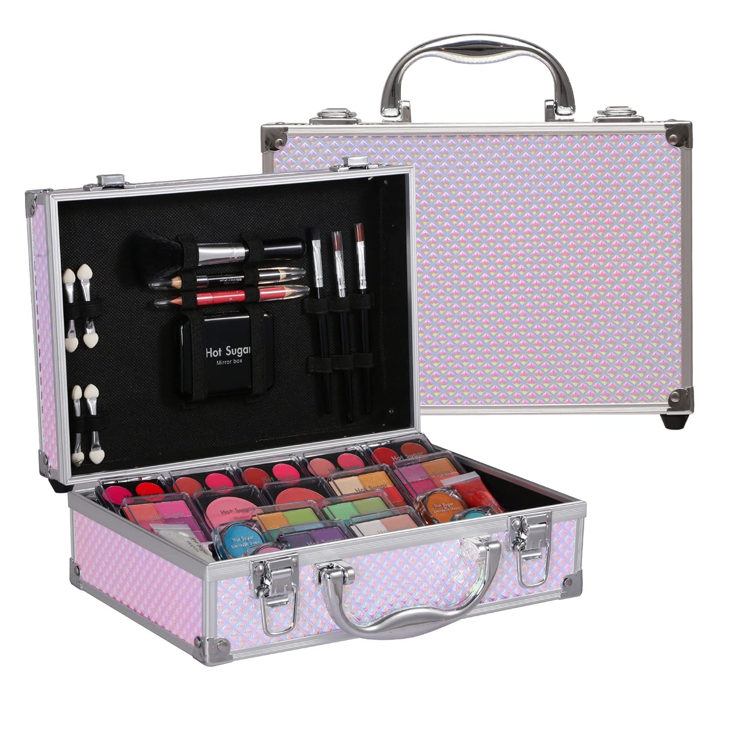 Hot Sugar Girls Makeup Set, Complete Starter Cosmetics Kit with Eye Shadow, Lip Balm, Blush, Lip Gloss, Brushes, Eye Pencils and Mirror (Mermaid)