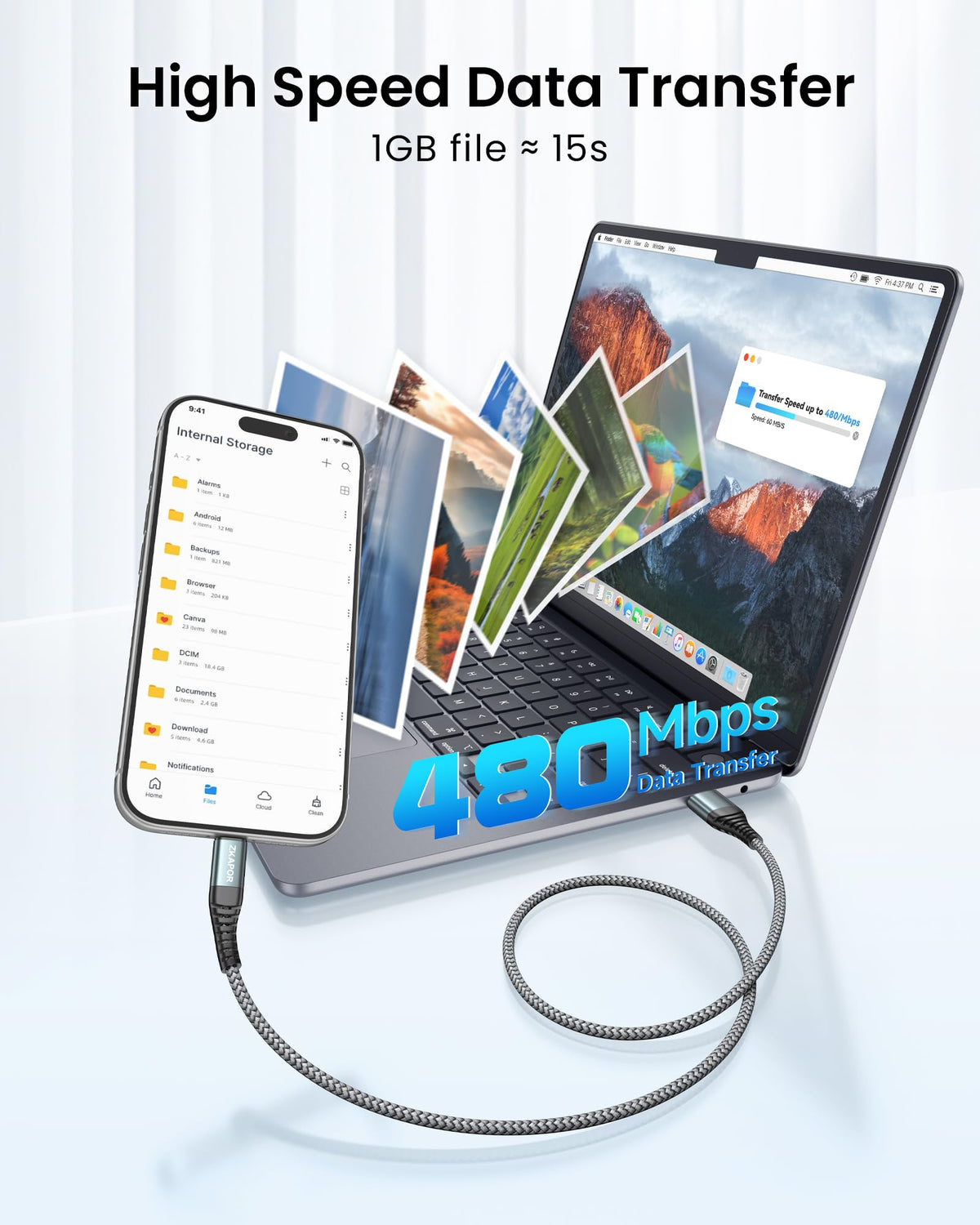 ZKAPOR Short USB C Cable 15CM, Type C Charger Cable 3A Fast Charging USB C