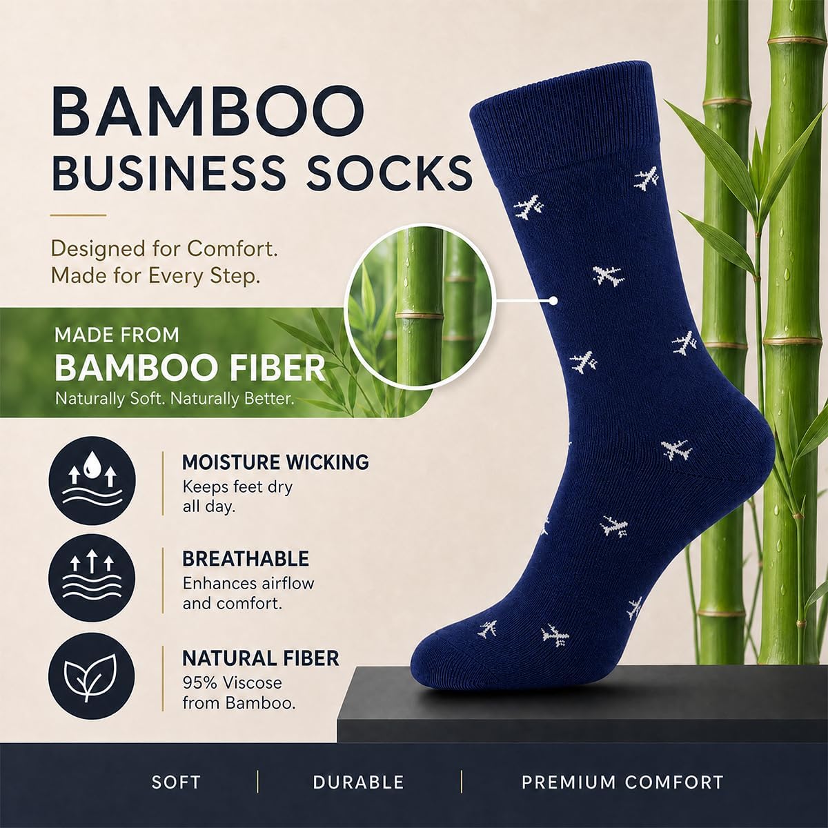 WeciBor Men's Bamboo Seamless Socks 6/12 Pack