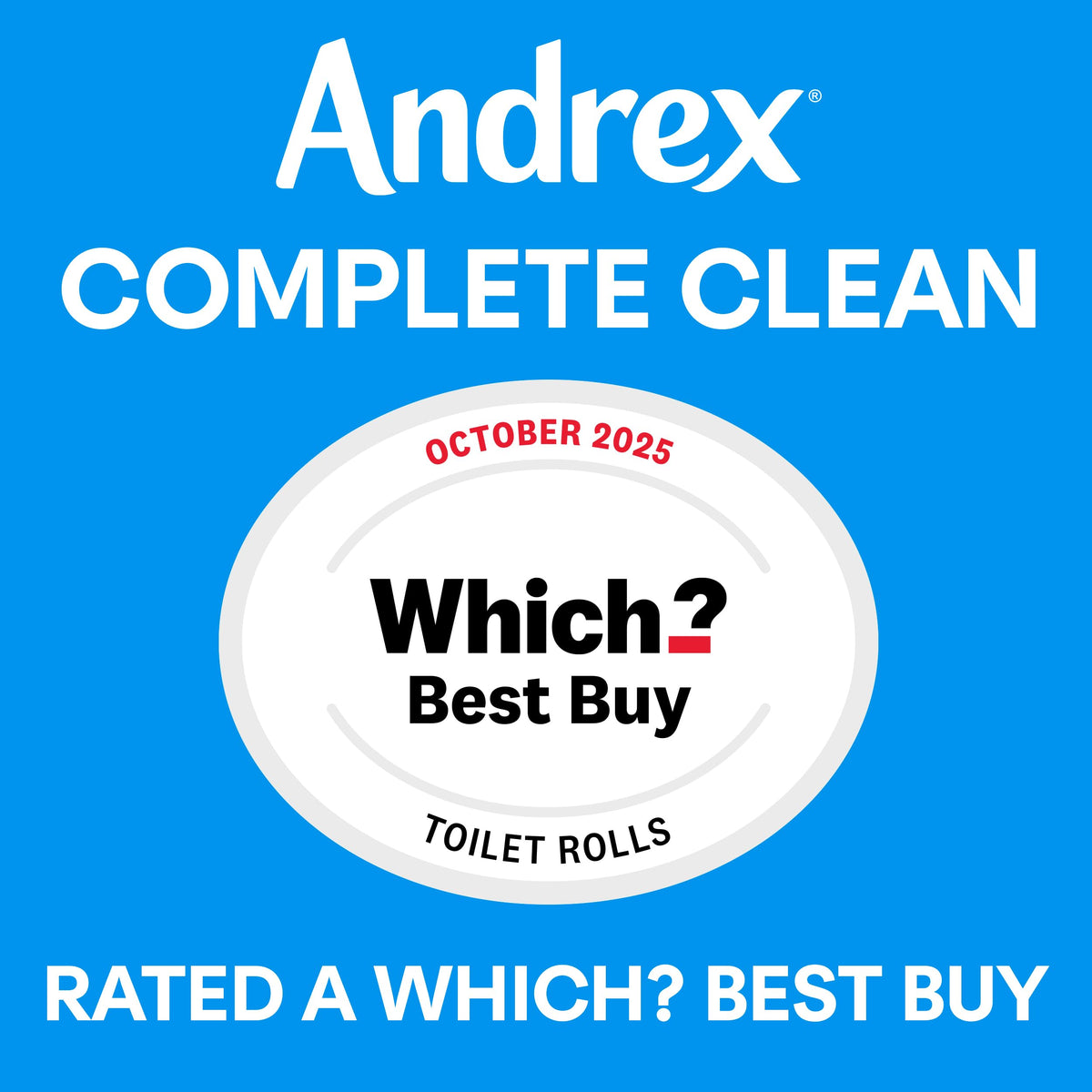 Andrex Complete Clean Toilet Roll - 12 Mega Toilet Rolls