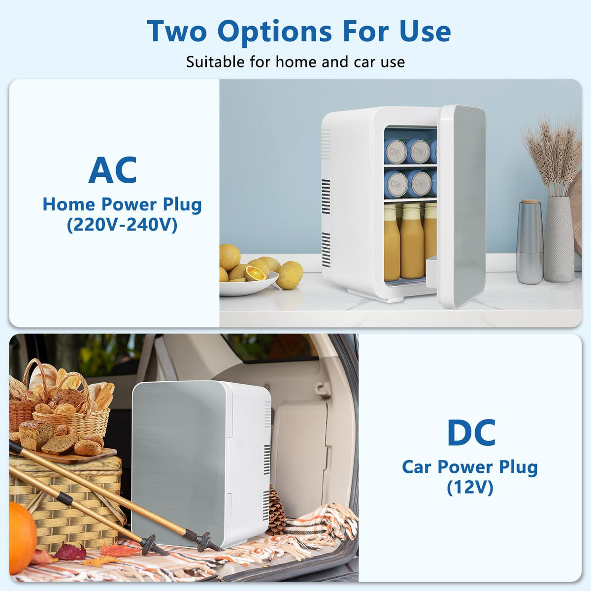 ARTETHYS Mini Fridge for Bedrooms, 10L Small Portable Car Fridges