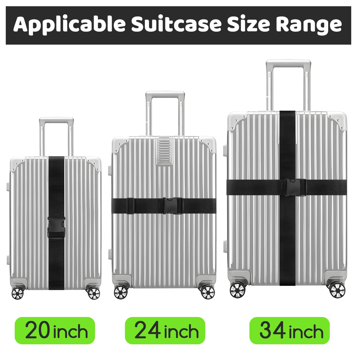 WISYOK Luggage Straps Extended, 4 Pack, 130-250cm Adjustable, Blue Orange