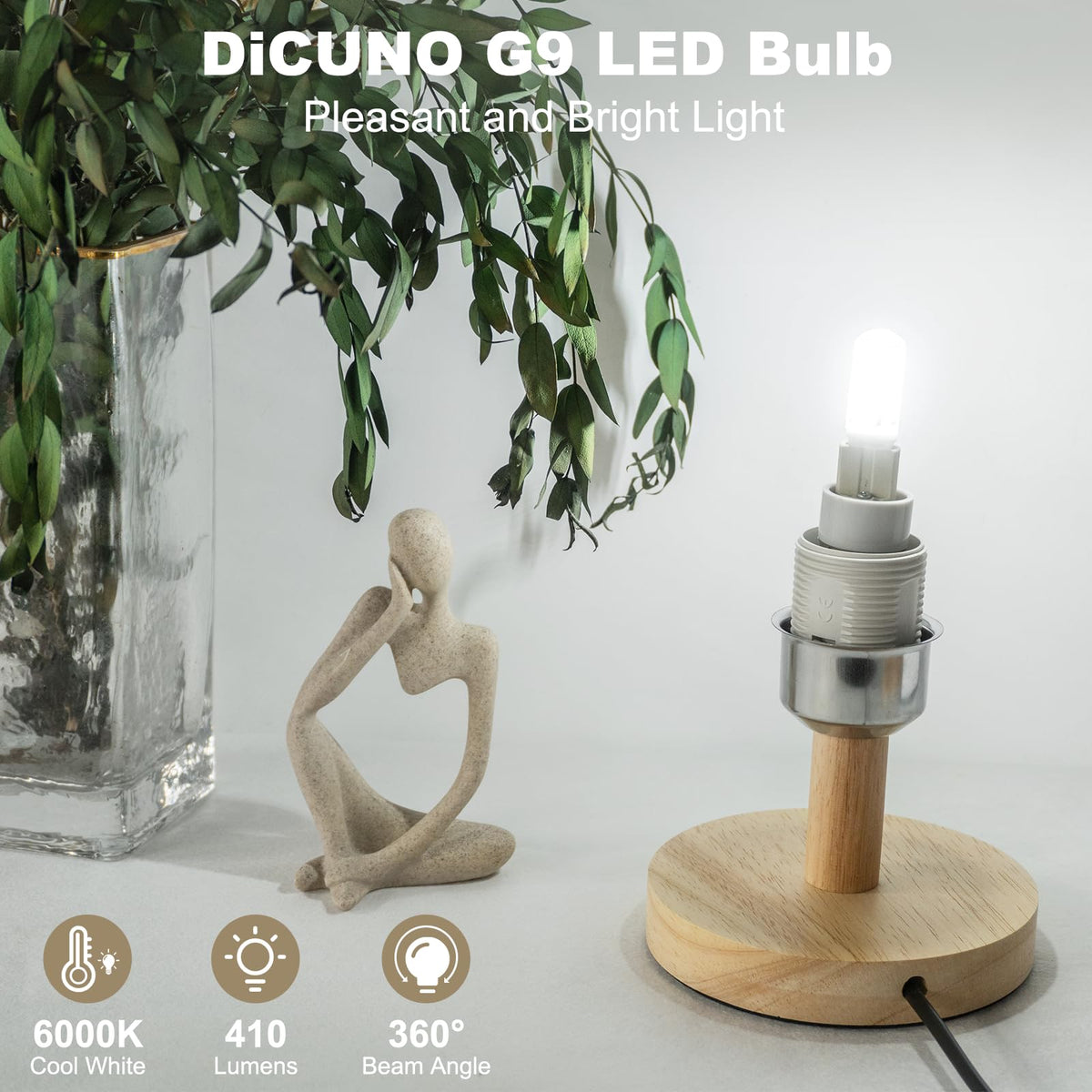 DiCUNO G9 LED Bulb Warm White 2700K, 3W=30W, 410LM, 6 Pcs