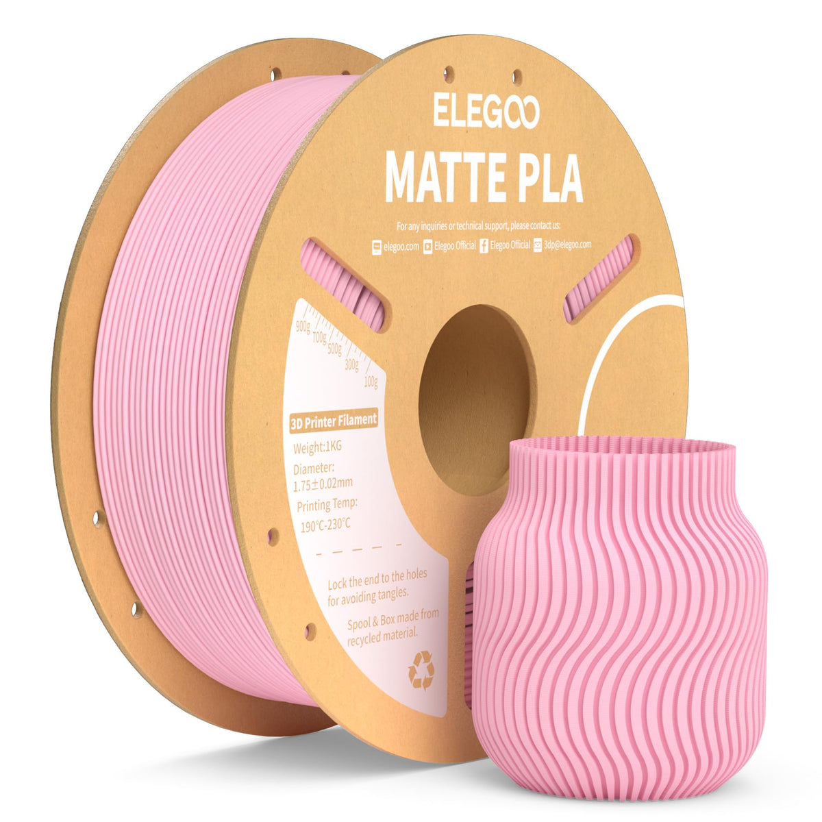 ELEGOO Matte PLA 3D Printer Filament Lavender Purple 1KG 1.75mm