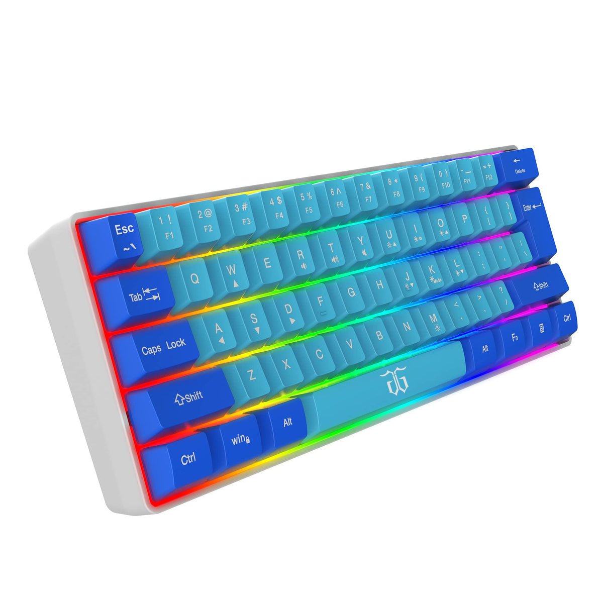 Snpurdiri Wired Mechanical Gaming Keyboard, 60% Size, LED Backlight, 61 Keys, Small Wired Office Keyboard for Windows Laptop/PC, Mac (Black-Red, Blue Switches)