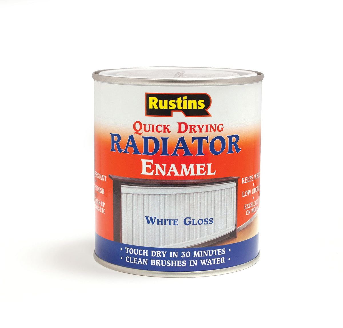 RUSTINS Quick Drying Radiator Enamel Satin - Black 500ml – Durable, Long-Lasting Finish for Radiators That Stands the Test of Time